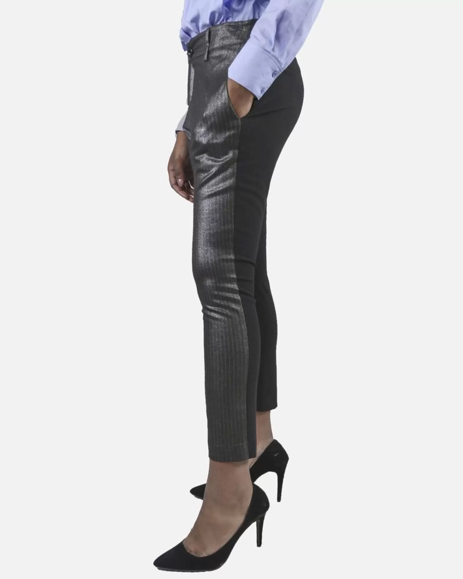 La Piscine Paris Pantalon à rayures Isabelle Blanche Gris Cheap
