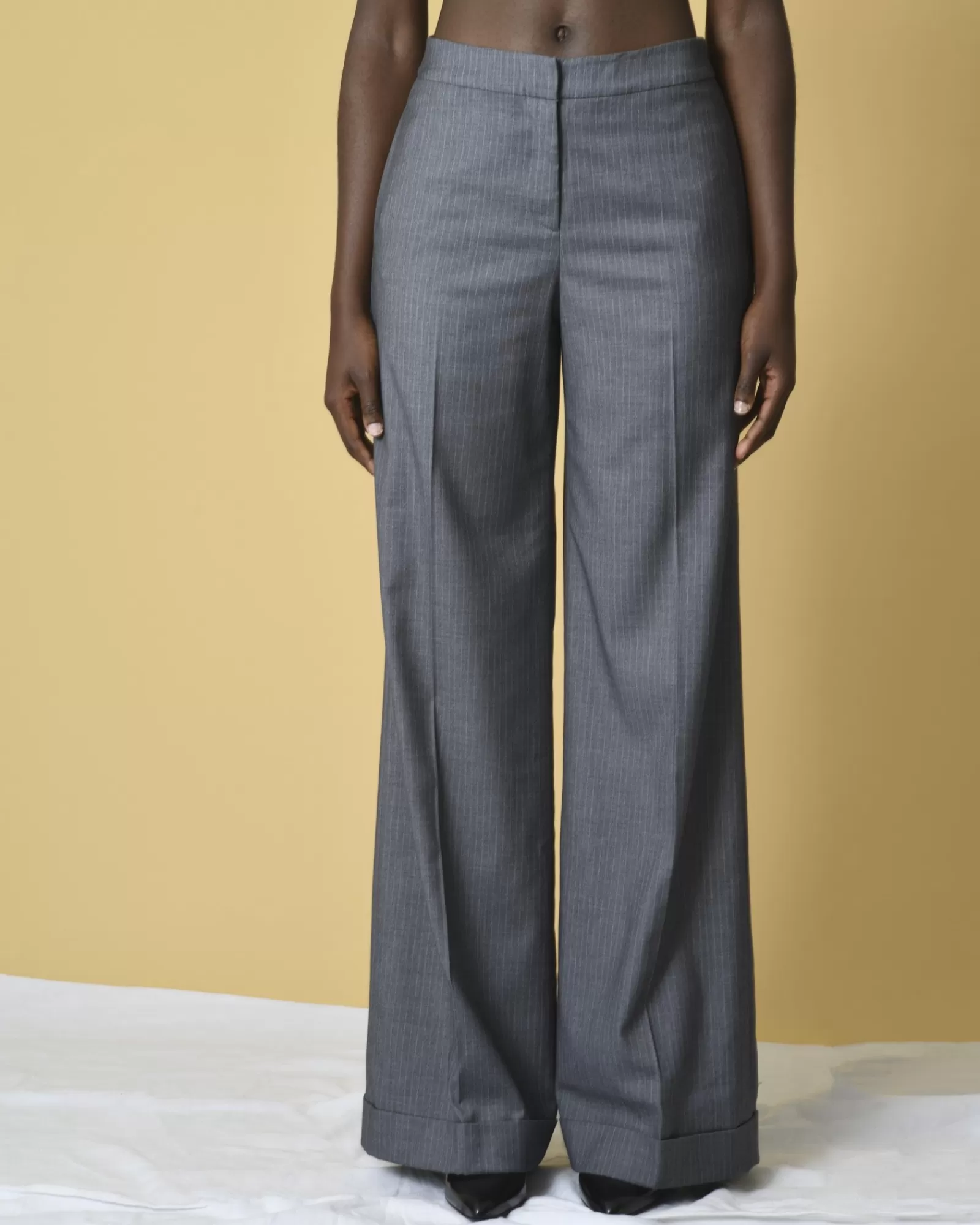 La Piscine Paris Pantalon large à rayures Edward Achour Gris Fashion