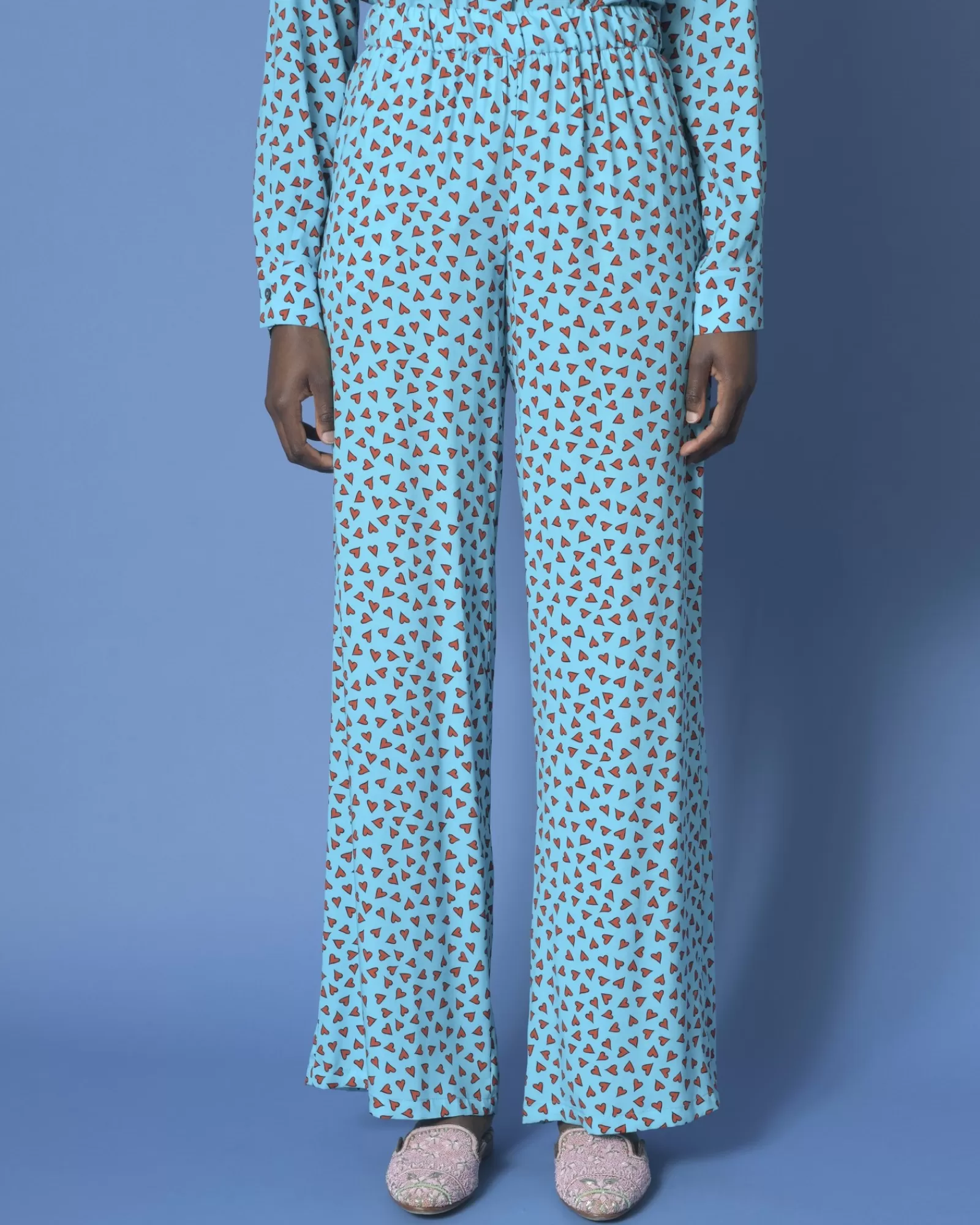 La Piscine Paris Pantalon imprimé en soie P.A.R.O.S.H Bleu Hot