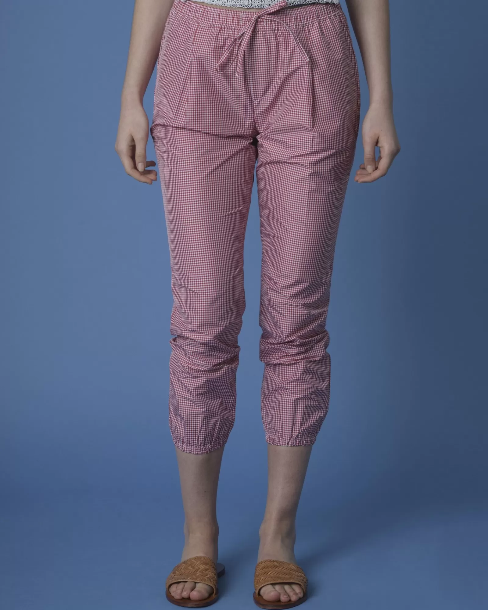 La Piscine Paris Pantalon imprimé vichy True NYC Rouge Sale