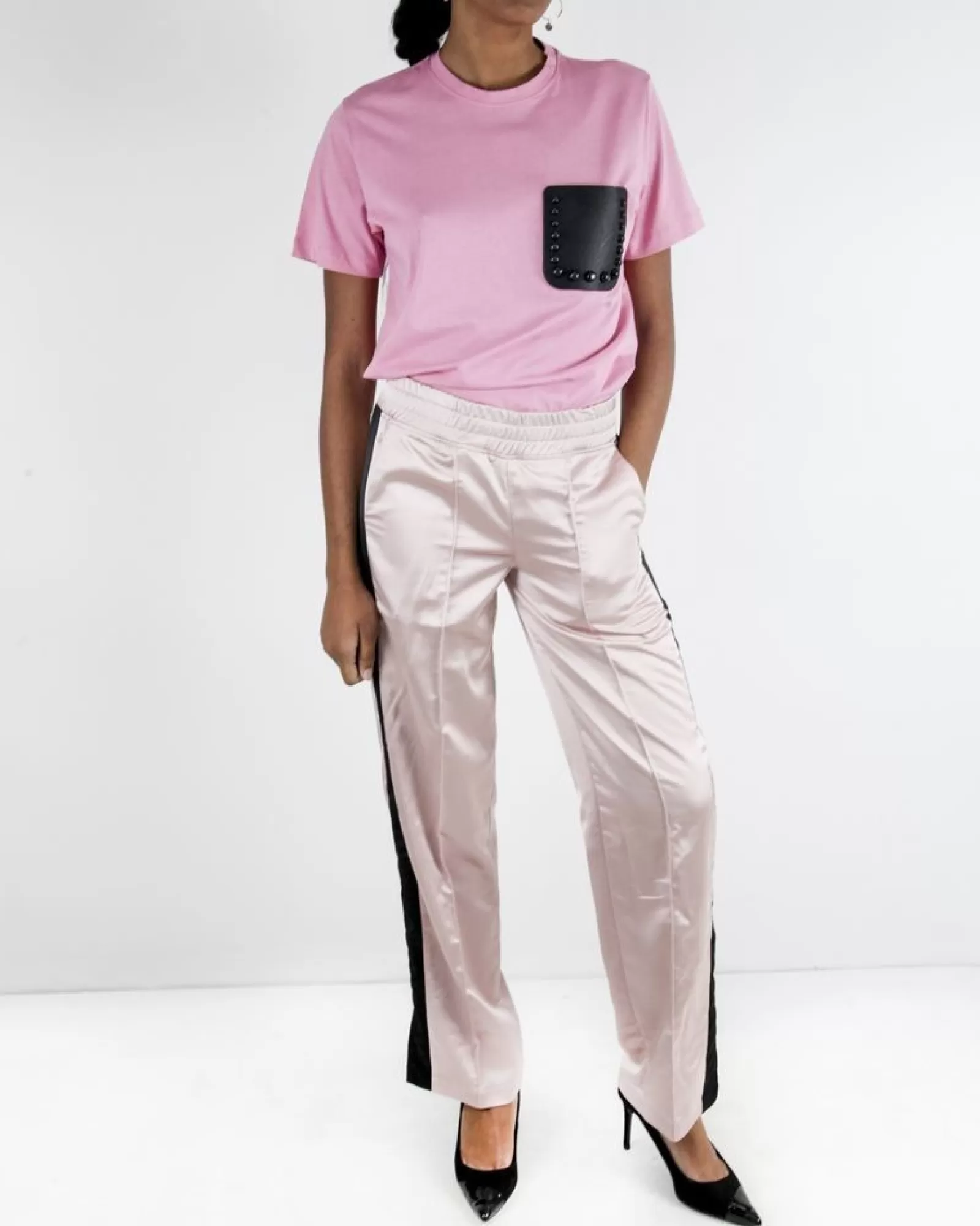 La Piscine Paris Pantalon jogging en satin à bandes latérales Jijil Rose Online