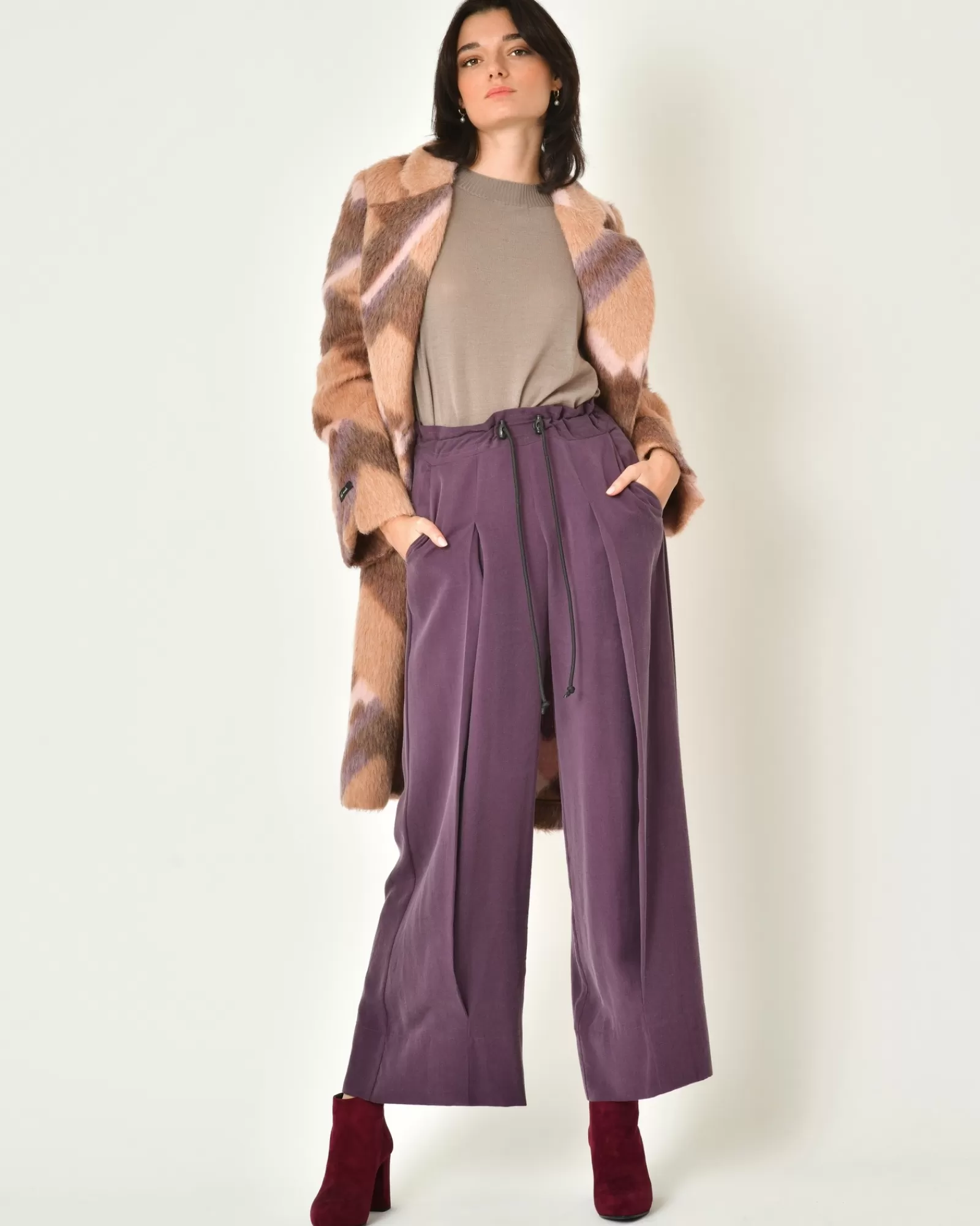 La Piscine Paris Pantalon large à pinces Malloni Violet Flash Sale