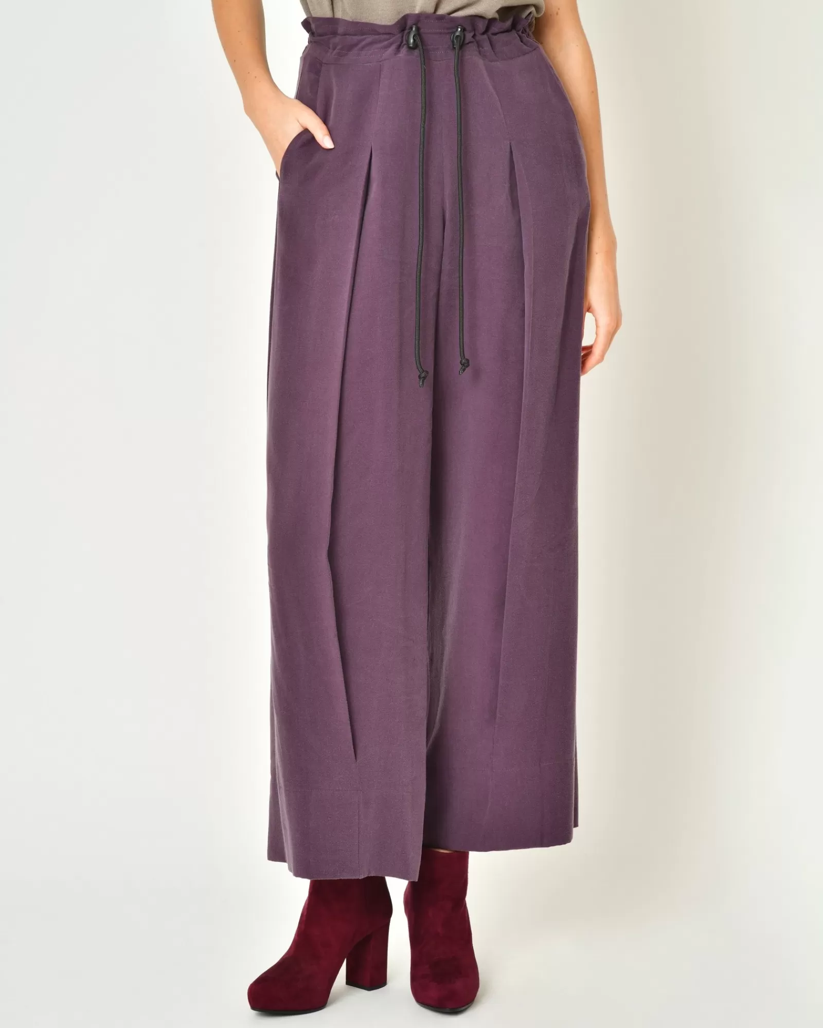 La Piscine Paris Pantalon large à pinces Malloni Violet Flash Sale