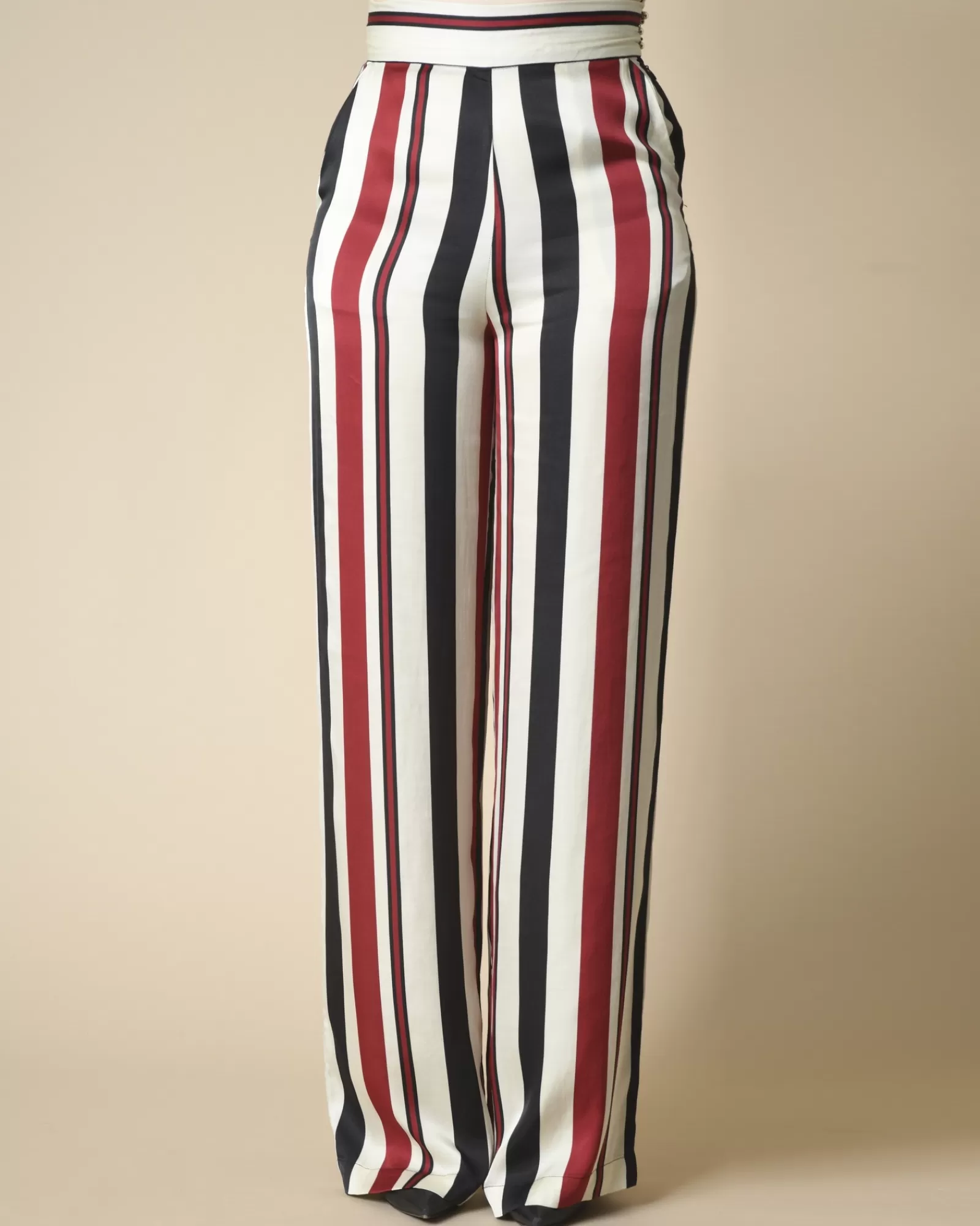 La Piscine Paris Pantalon large à rayures Space Simona Corsellini Beige Best Sale