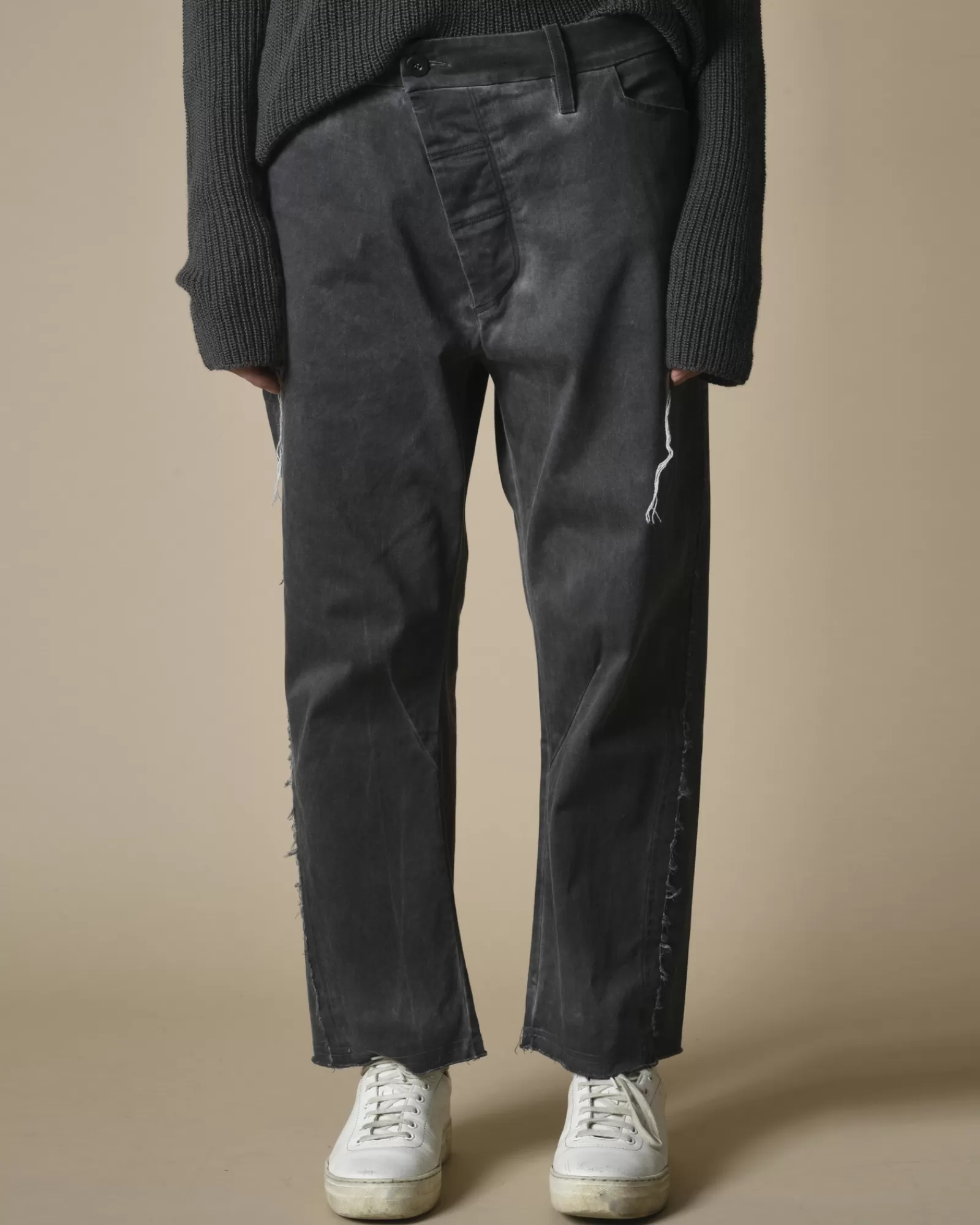 La Piscine Paris Pantalon large en coton à bords effilés Lost & Found Gris New