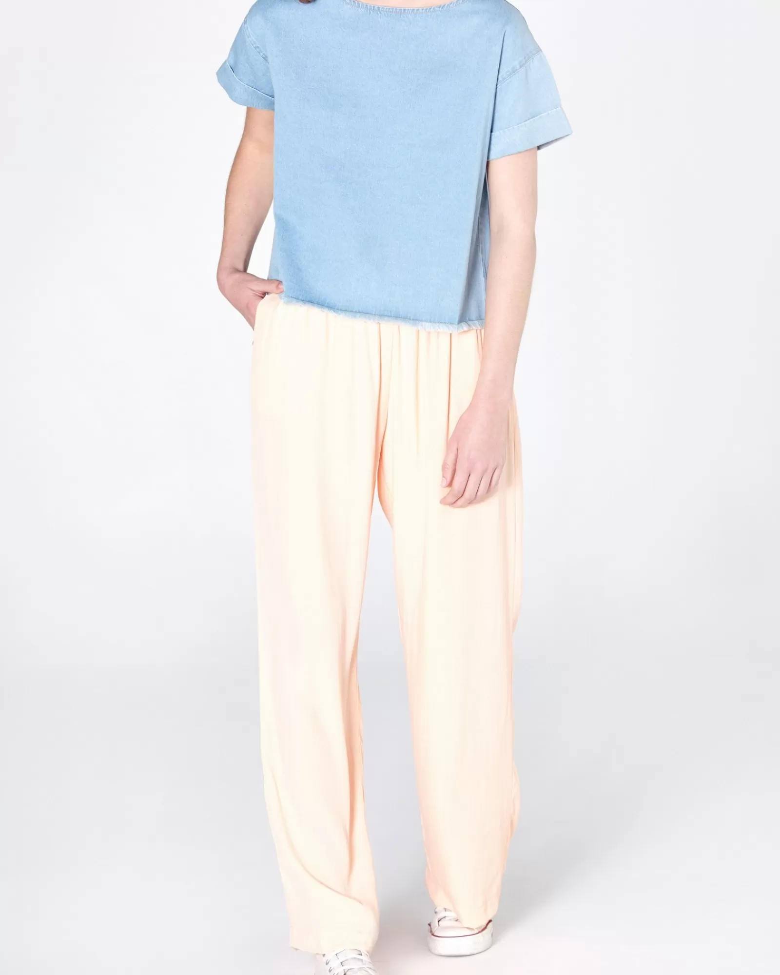 La Piscine Paris Pantalon large en viscose pêche Chacok Rose Outlet