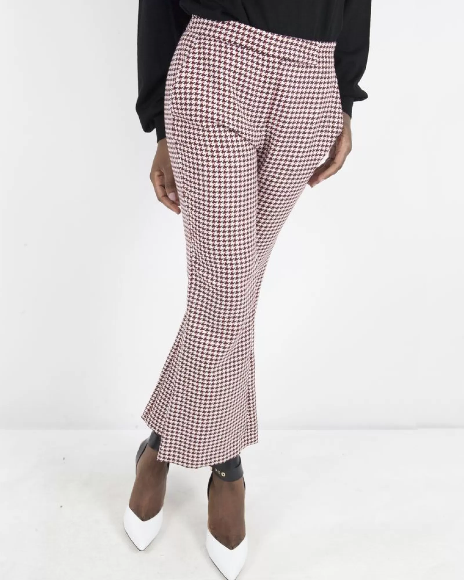 La Piscine Paris Pantalon palazzo à carreaux rouges Space Simona Corsellini Blanc Store