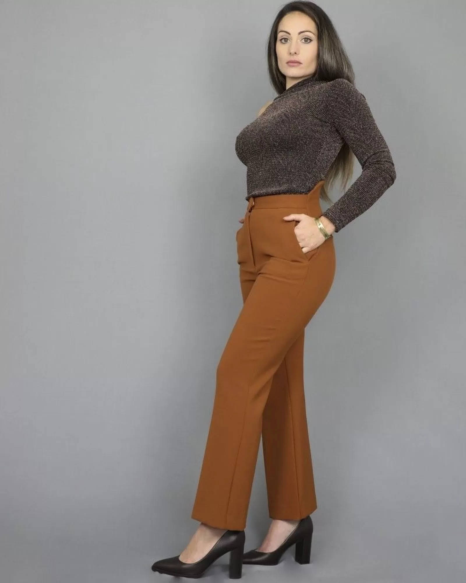 La Piscine Paris Pantalon raccourci avec baleine Space Simona Corsellini Camel Store