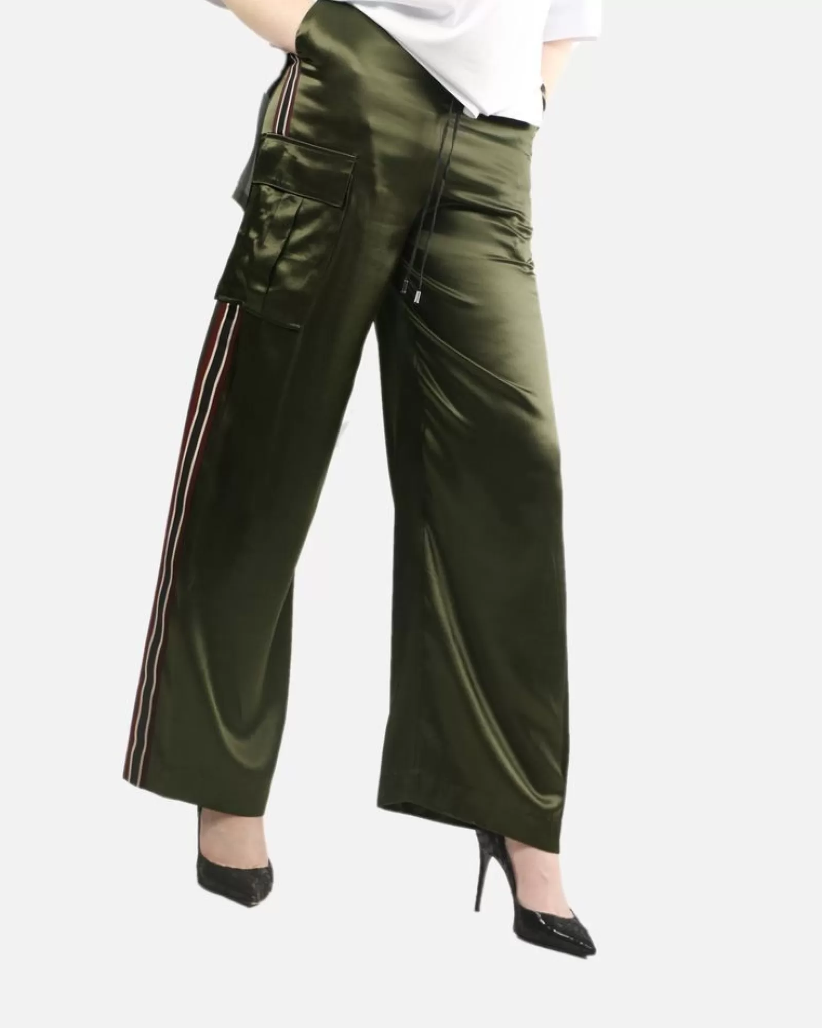 La Piscine Paris Pantalon souple à bandes Isabelle Blanche Kaki Online