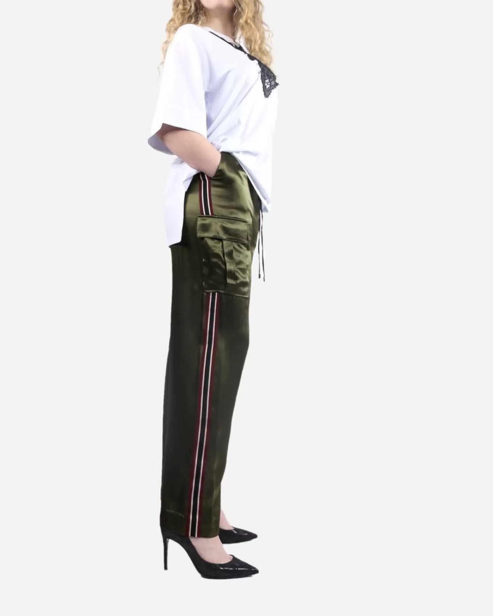 La Piscine Paris Pantalon souple à bandes Isabelle Blanche Kaki Online