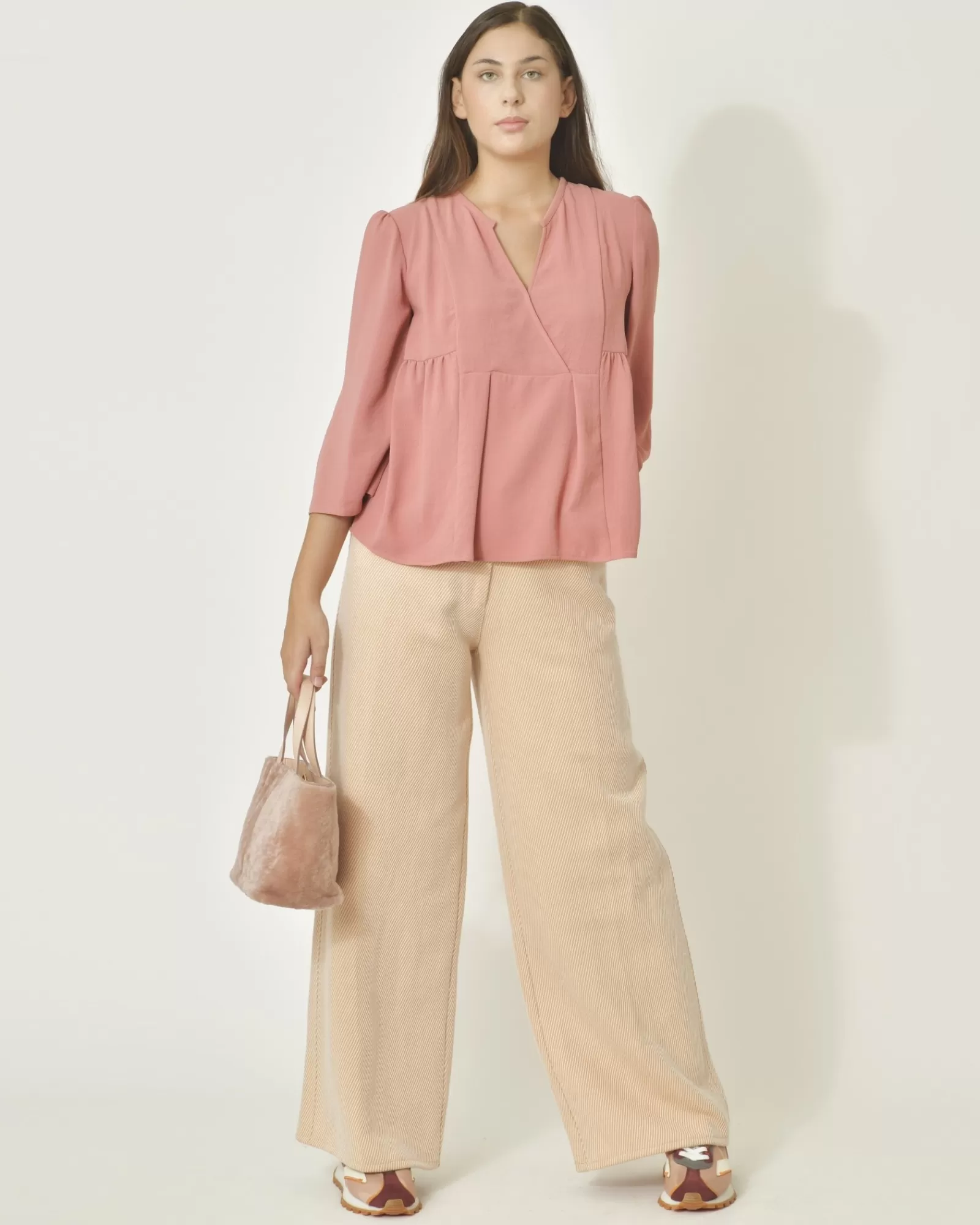 La Piscine Paris Pantalon Taille Haute à Rayures Diagonales Forte Forte Rose Cheap