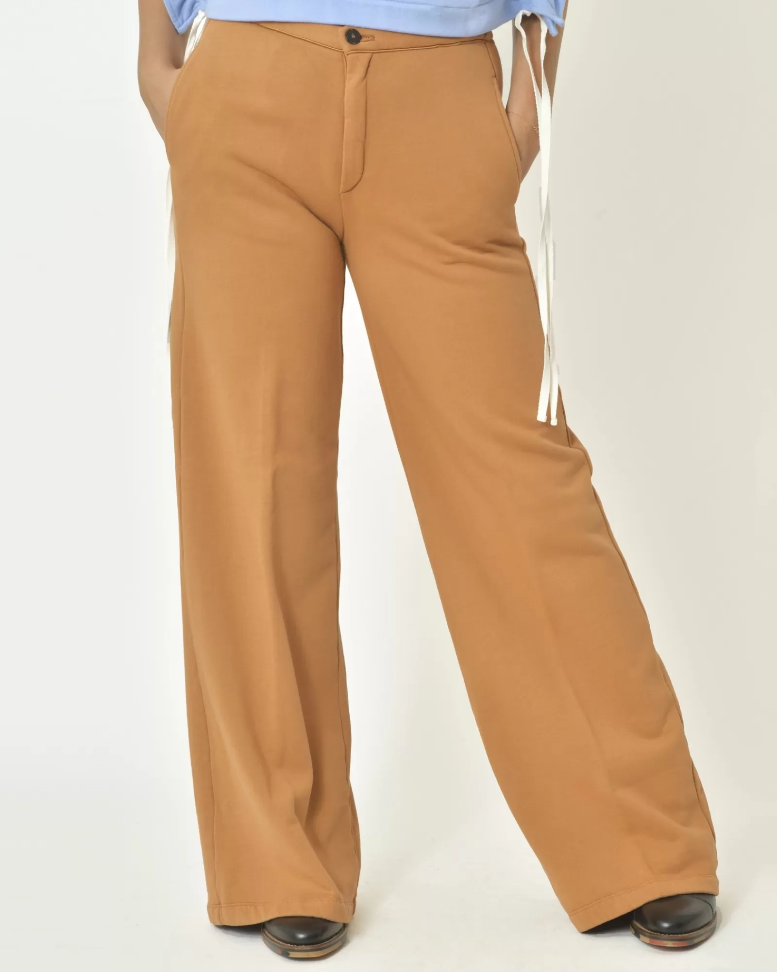 La Piscine Paris Pantalon taille haute en coton Forte Forte Camel Hot