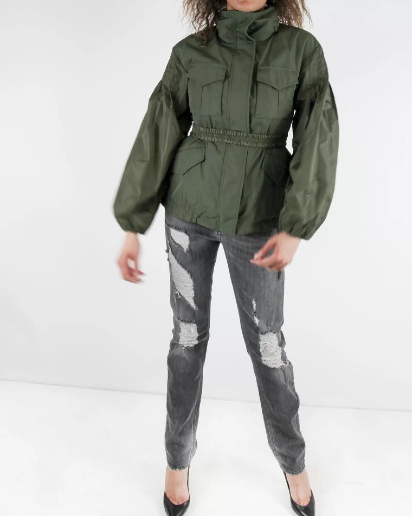 La Piscine Paris Parka à manches ballons Moncler Kaki Fashion