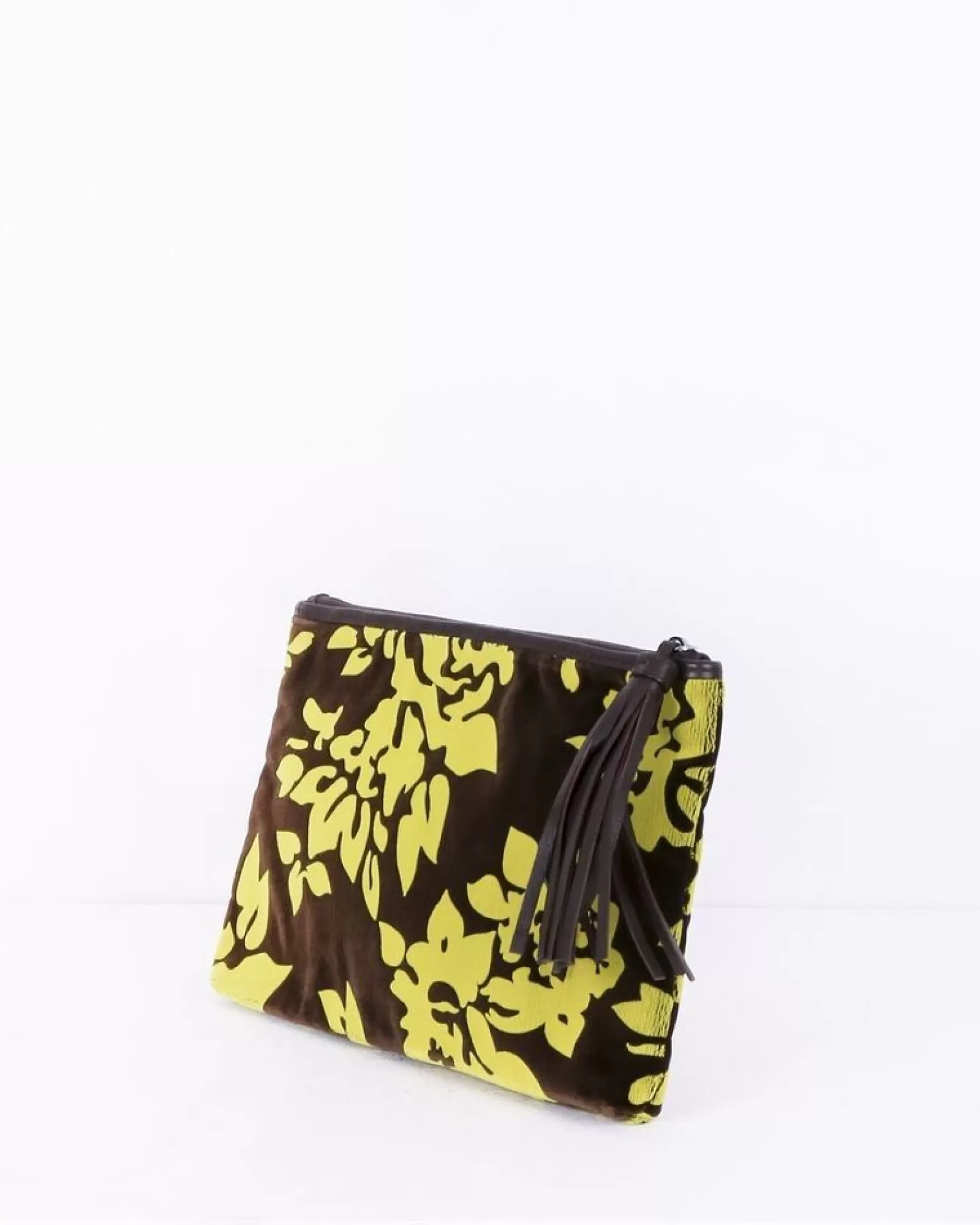 La Piscine Paris Pochette en velours bicolore fleurie Mary Katrantzou Marron Outlet