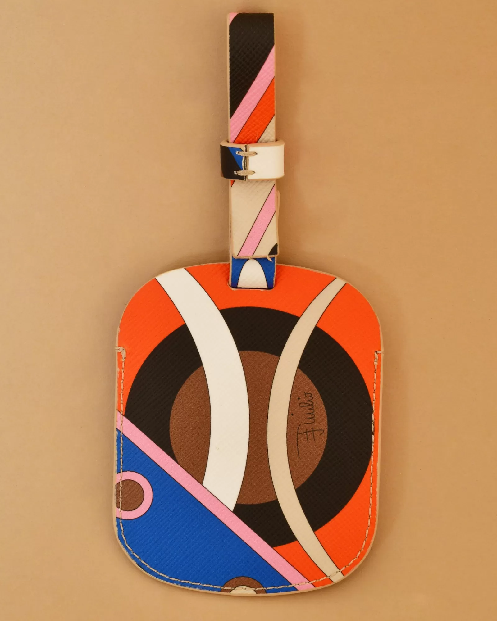 La Piscine Paris Porte-étiquette en cuir Emilio Pucci Multicolore New