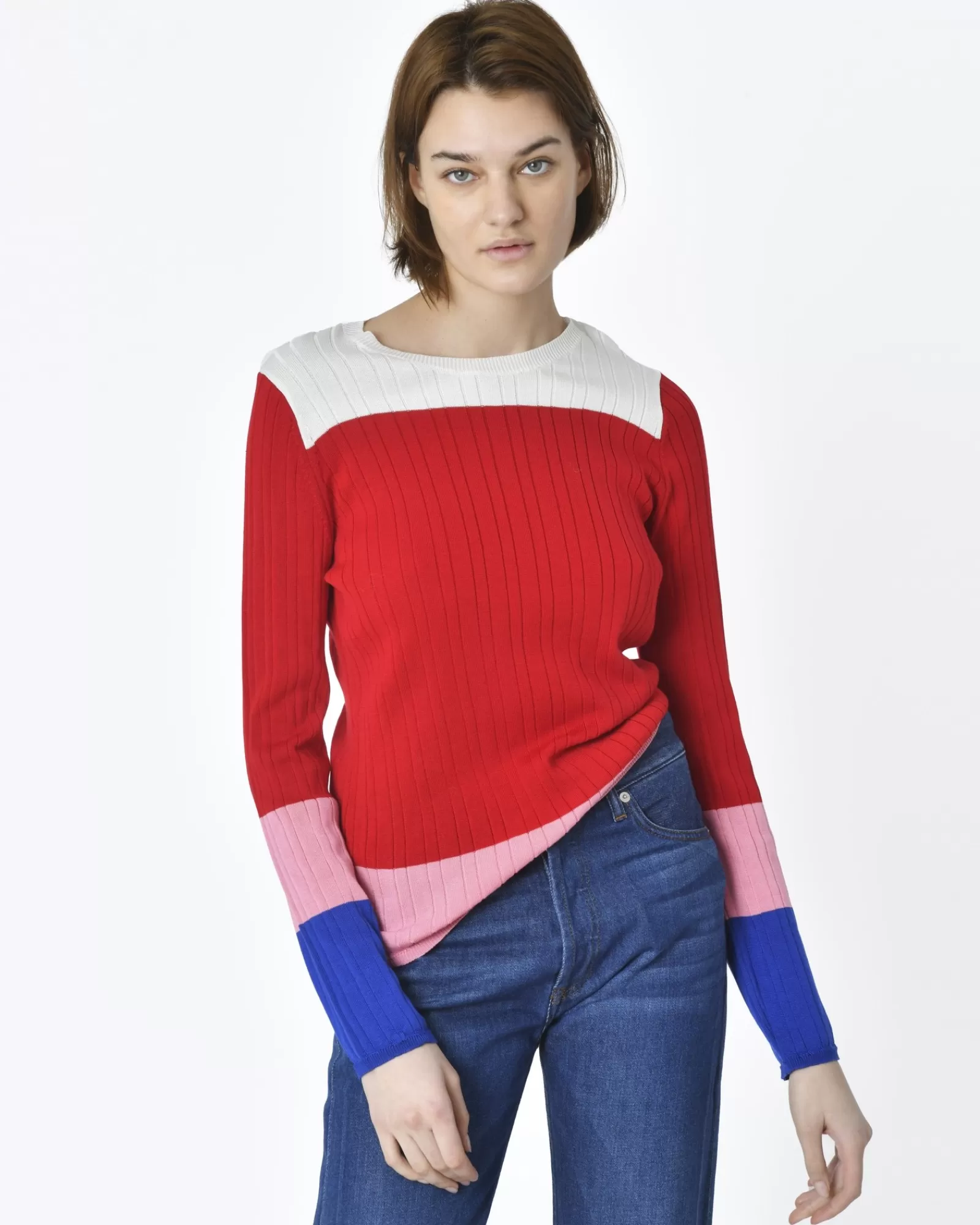 La Piscine Paris Pull 4 colors block Collectors Club Rouge Fashion