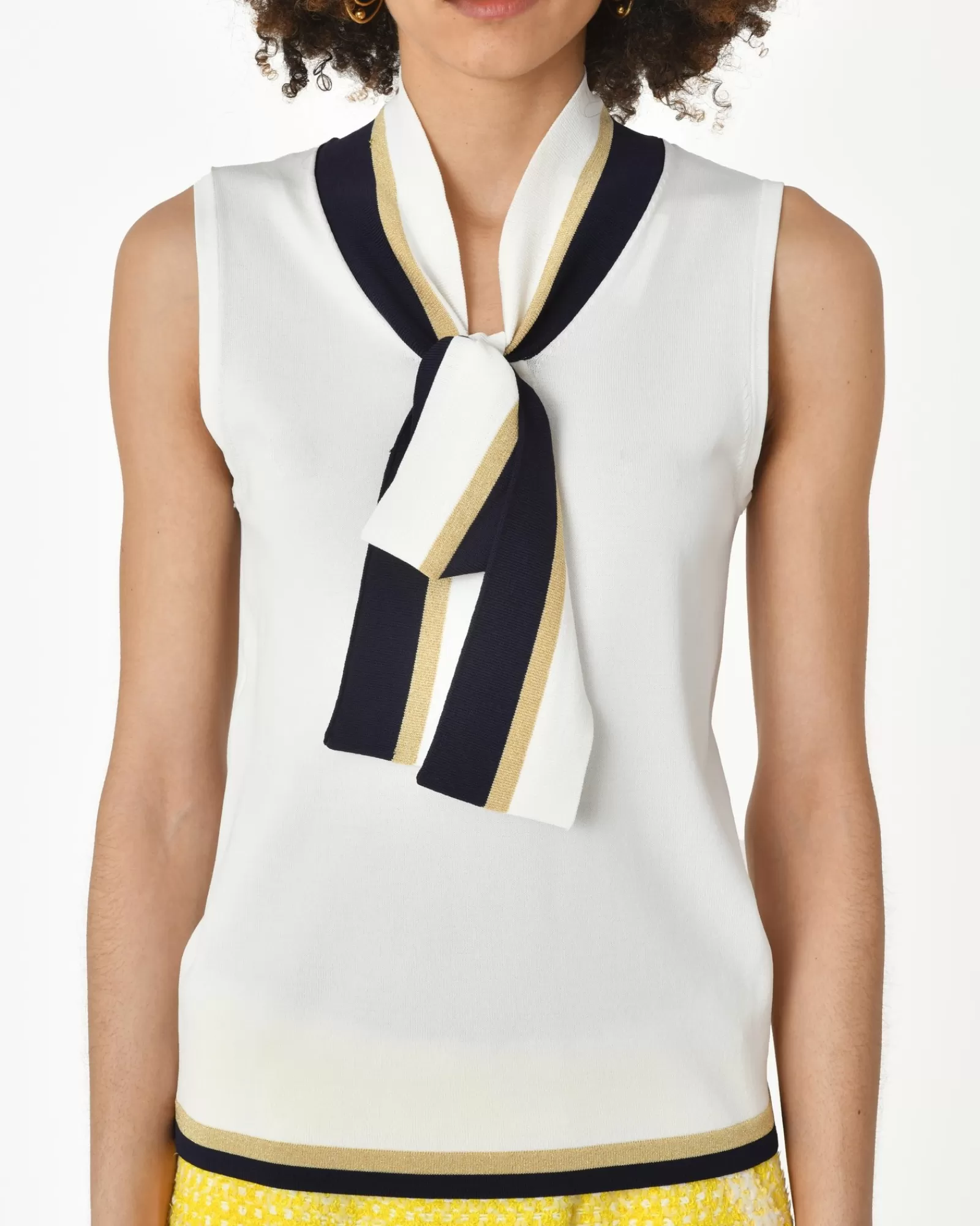 La Piscine Paris Pull bord bleu Edward Achour Blanc New
