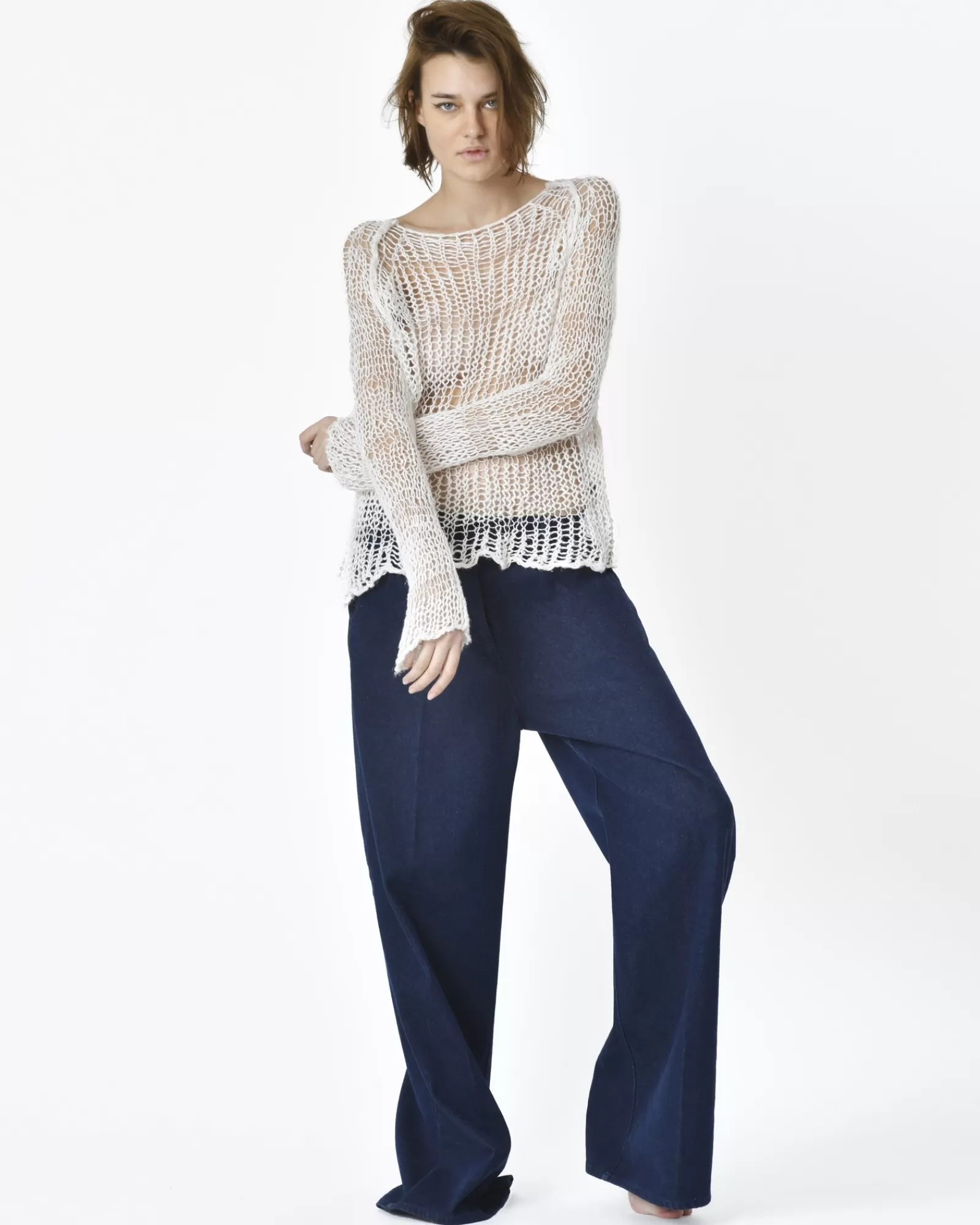 La Piscine Paris Pull crochet Isabel Benenato Blanc Online