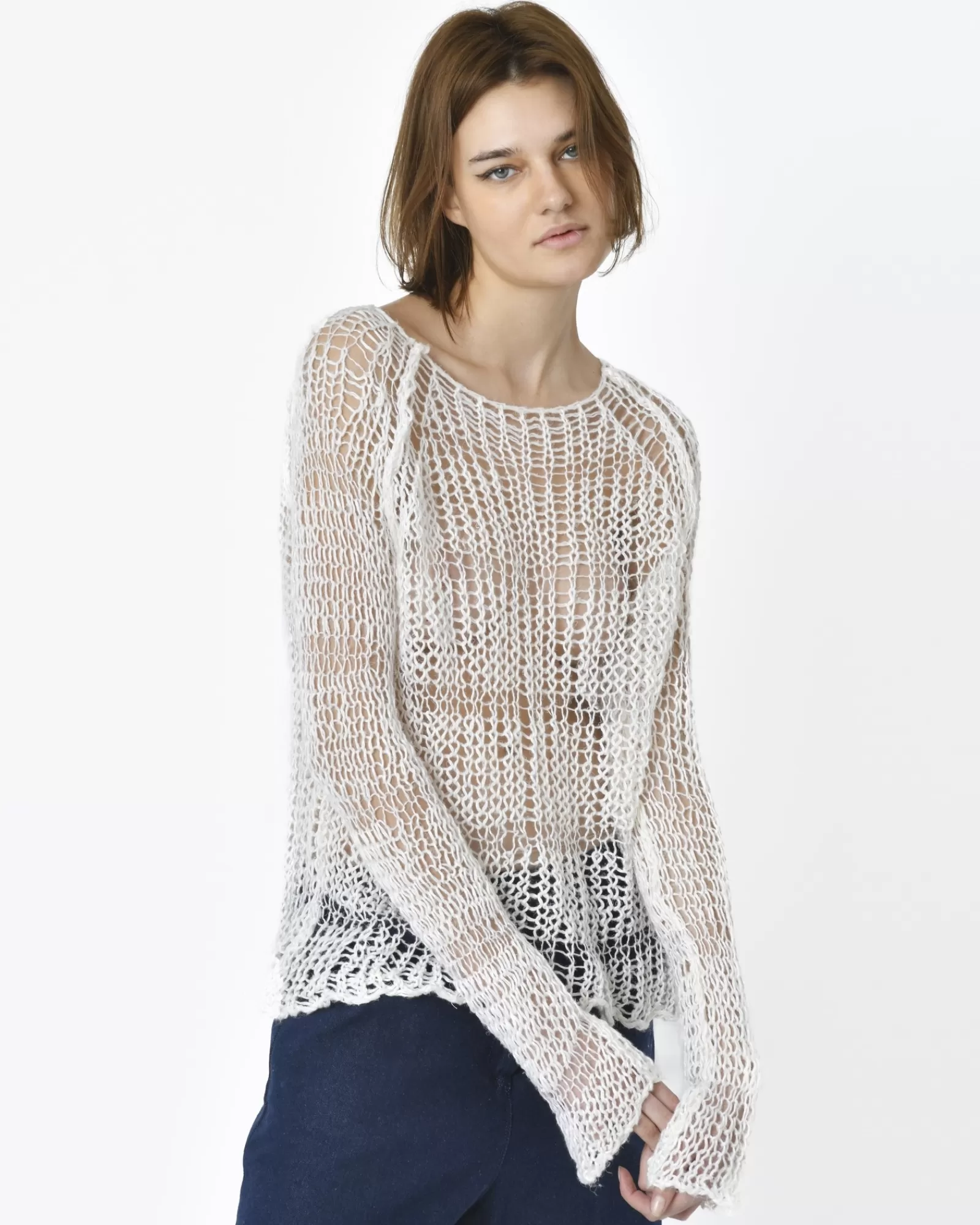La Piscine Paris Pull crochet Isabel Benenato Blanc Online
