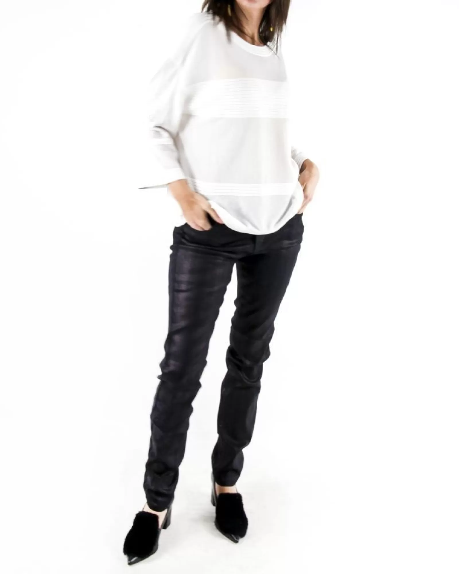 La Piscine Paris Pull en maille à galons texturés She's So Blanc Flash Sale