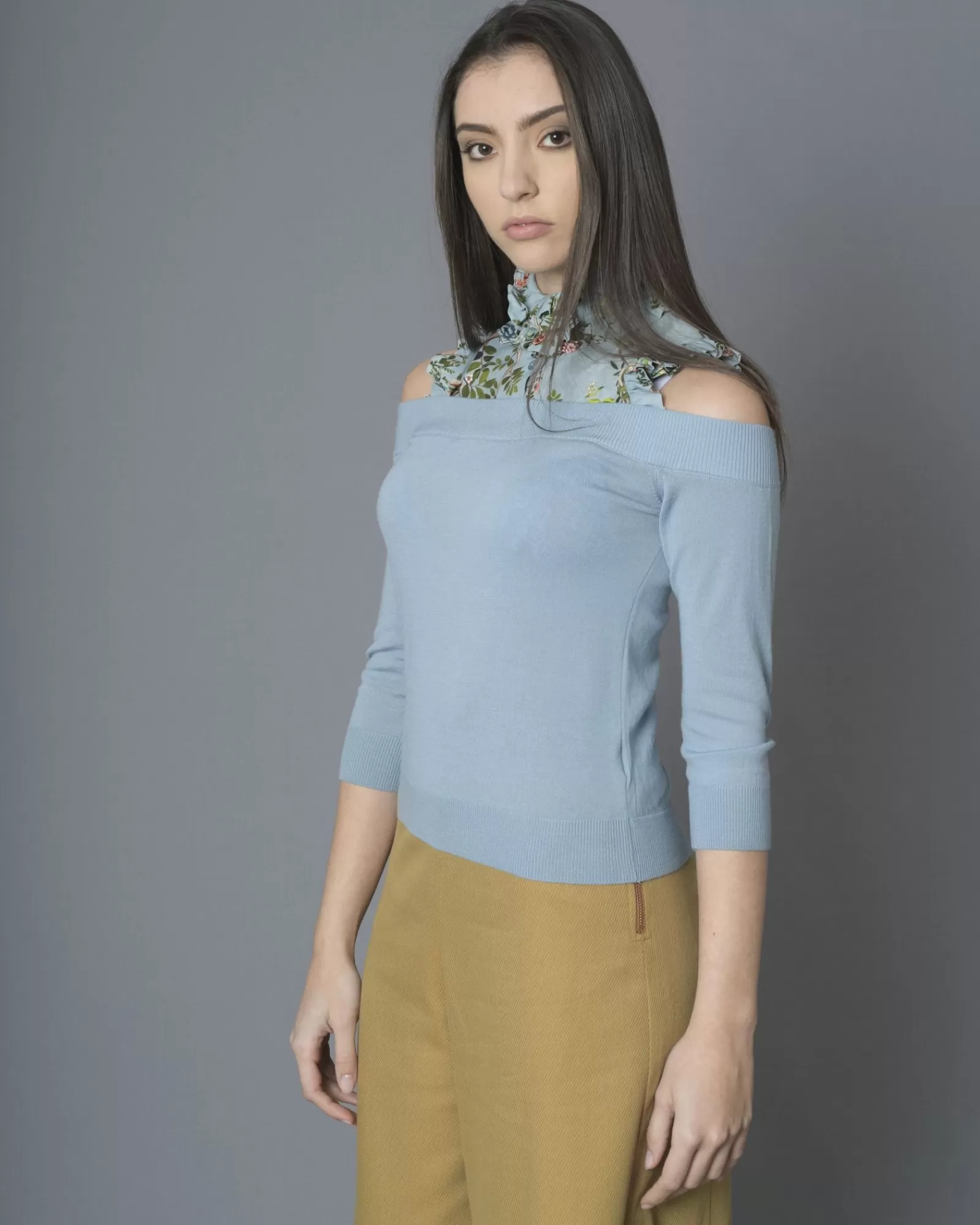 La Piscine Paris Pull en laine à empiècement Elisabetta Franchi Bleu Hot
