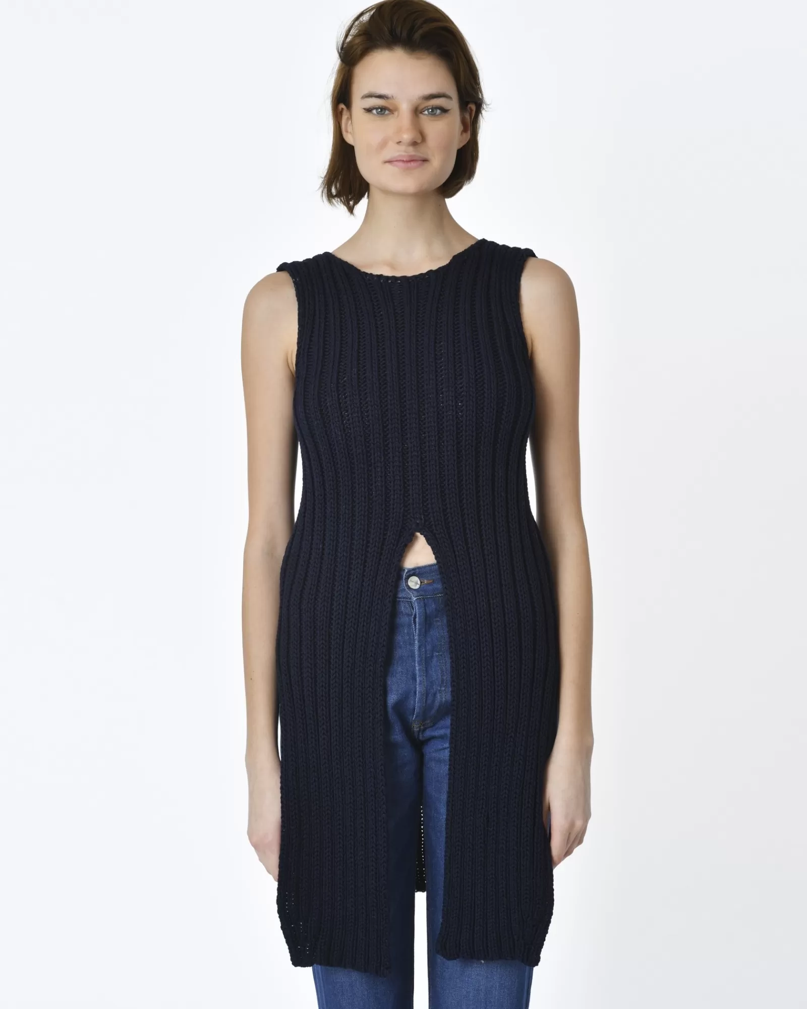 La Piscine Paris Pull marine crochet Maison Flâneur Bleu Sale