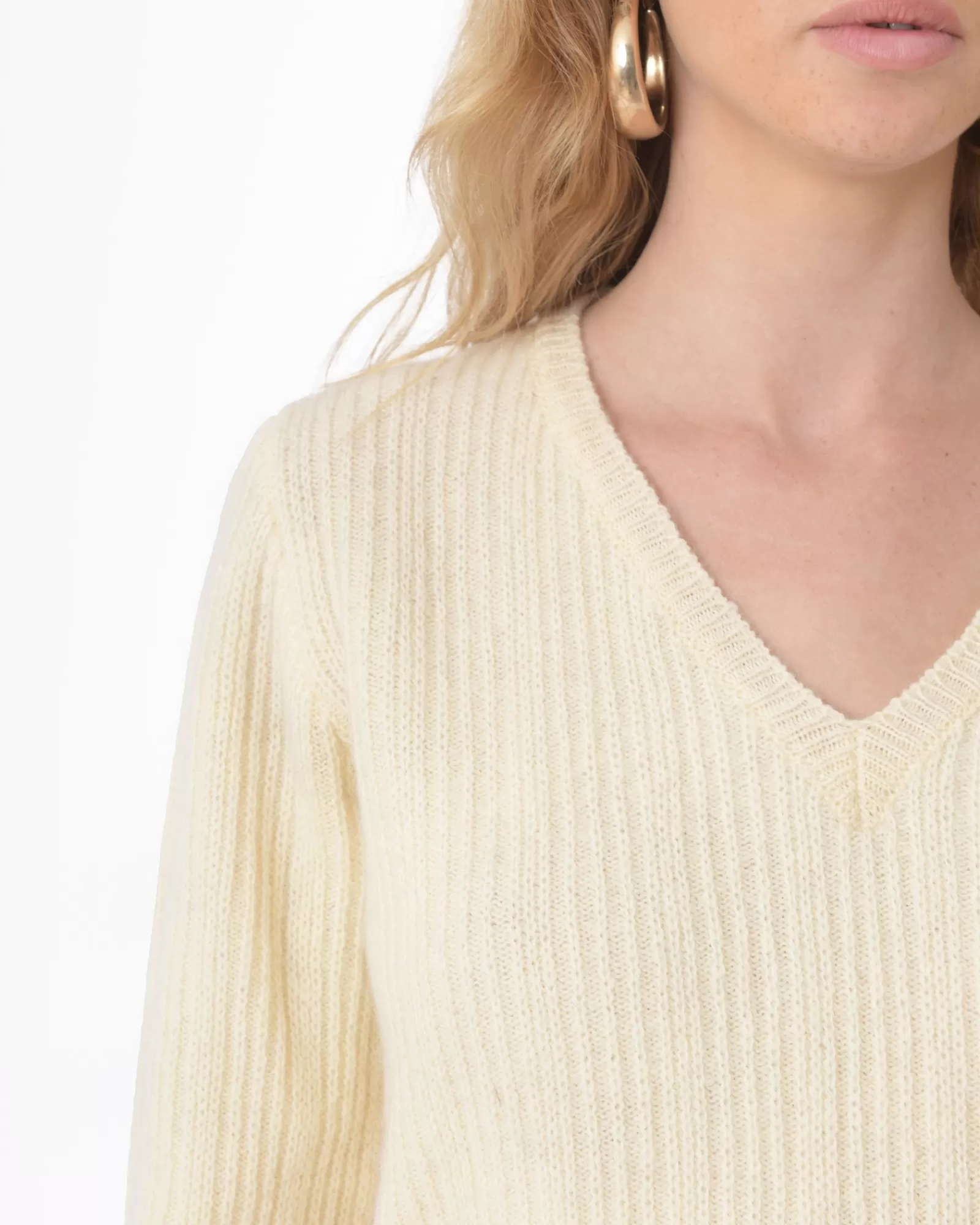 La Piscine Paris Pull col V Prada Beige Hot