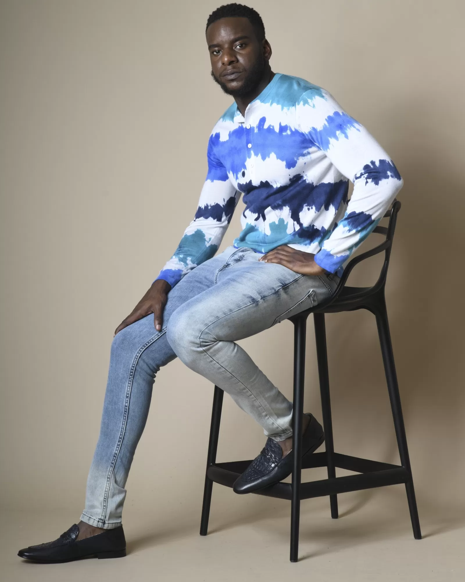 La Piscine Paris Pull en cachemire et soie à imprimé tie & dye Canessa Bleu Store