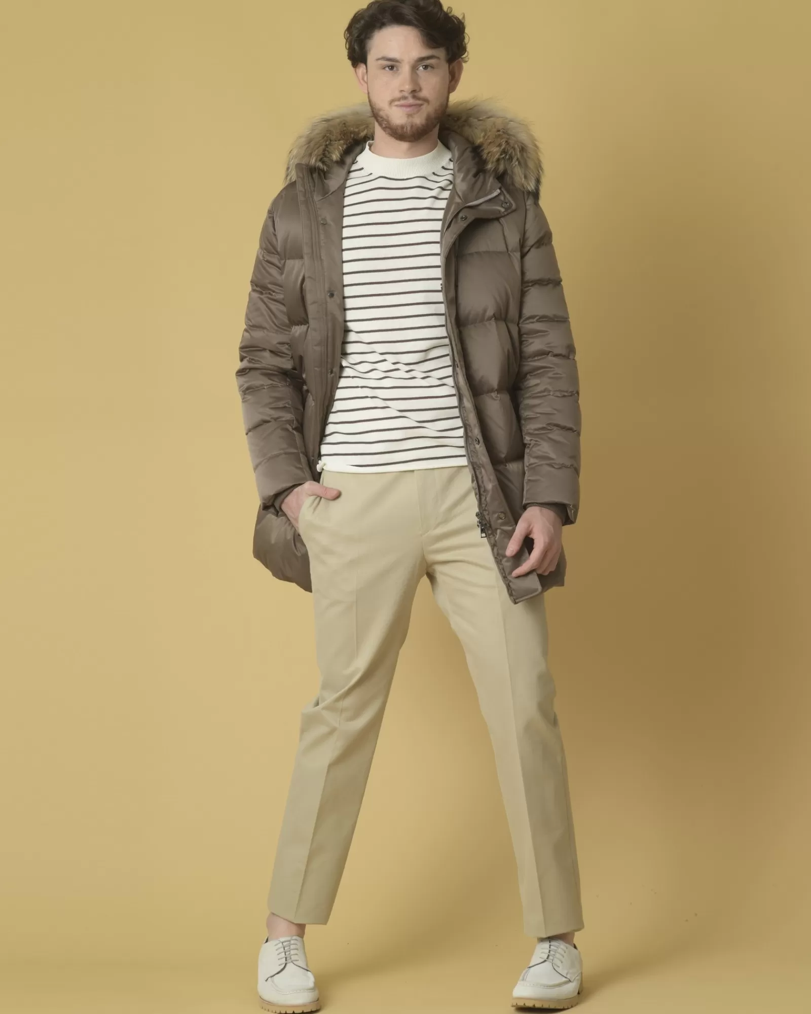 La Piscine Paris Pull en coton à motif rayures Daniele Fiesoli Beige Shop