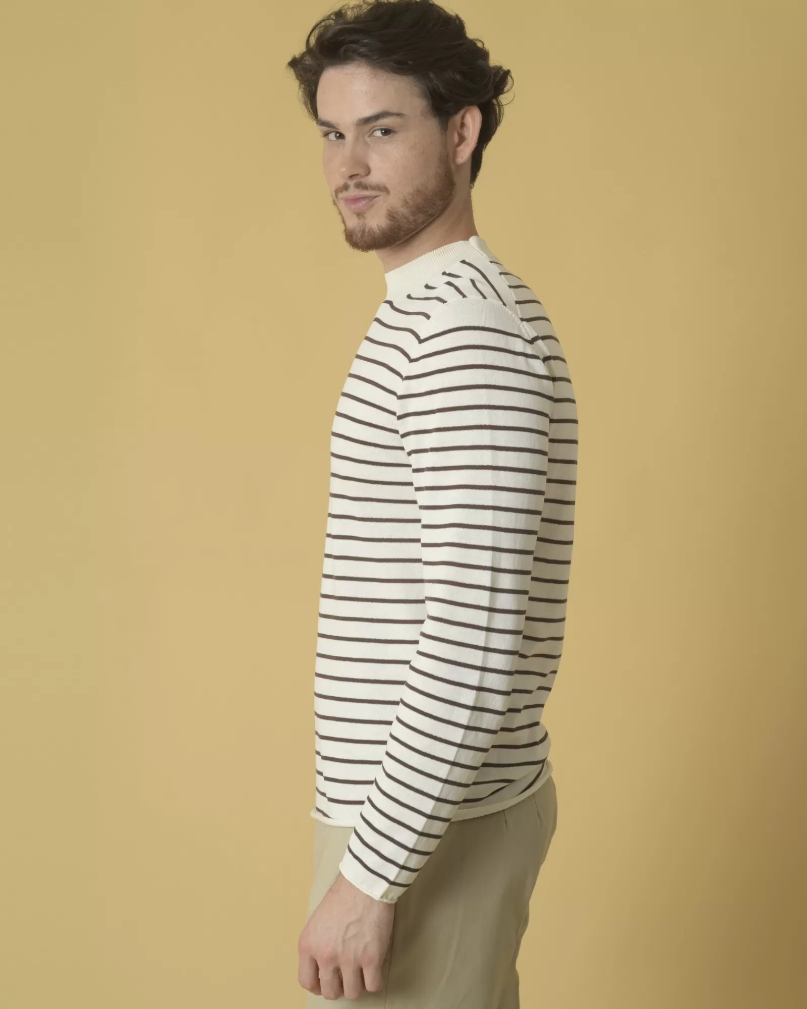 La Piscine Paris Pull en coton à motif rayures Daniele Fiesoli Beige Shop