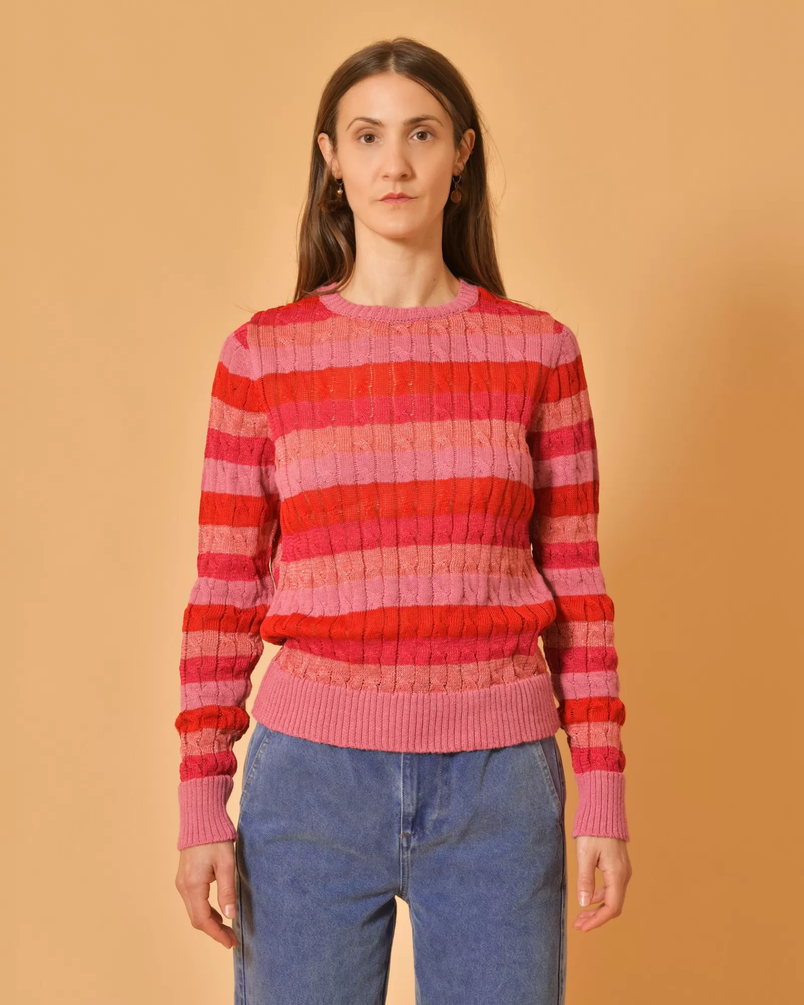 La Piscine Paris Pull en coton et lurex à rayures Emma White Rose Outlet