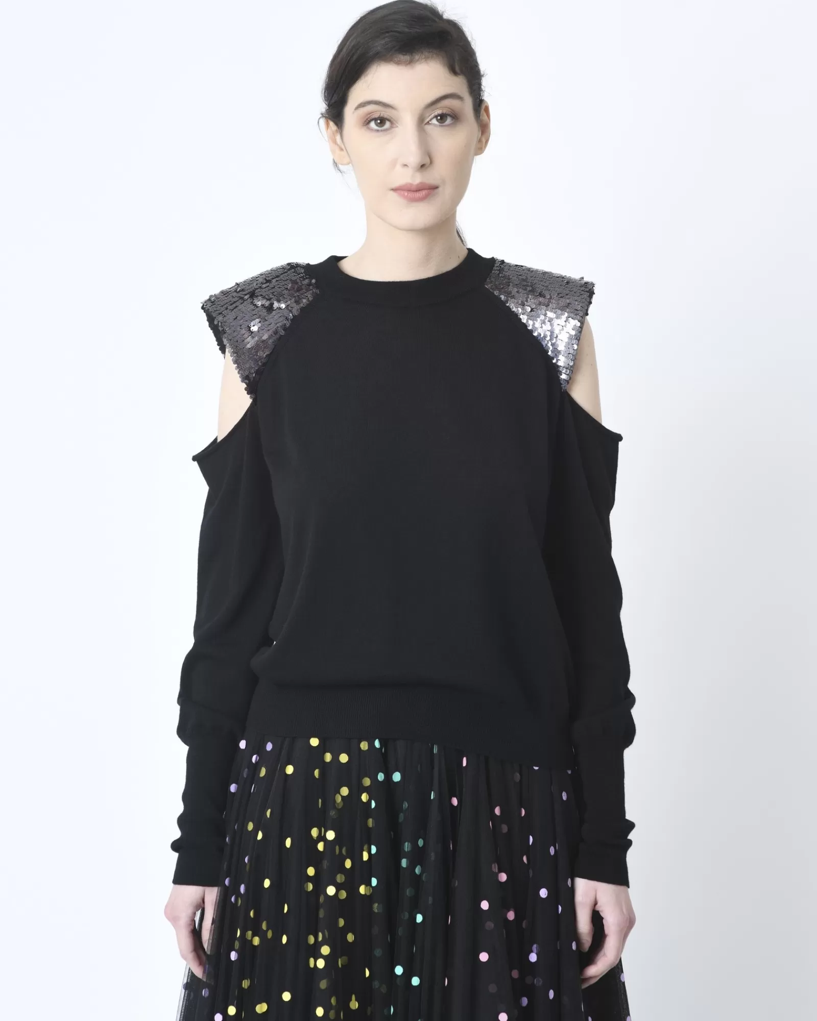La Piscine Paris Pull en laine à sequins Nude Noir Cheap