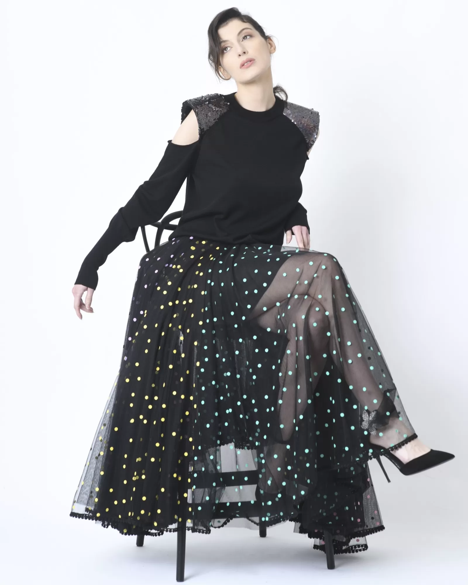 La Piscine Paris Pull en laine à sequins Nude Noir Cheap