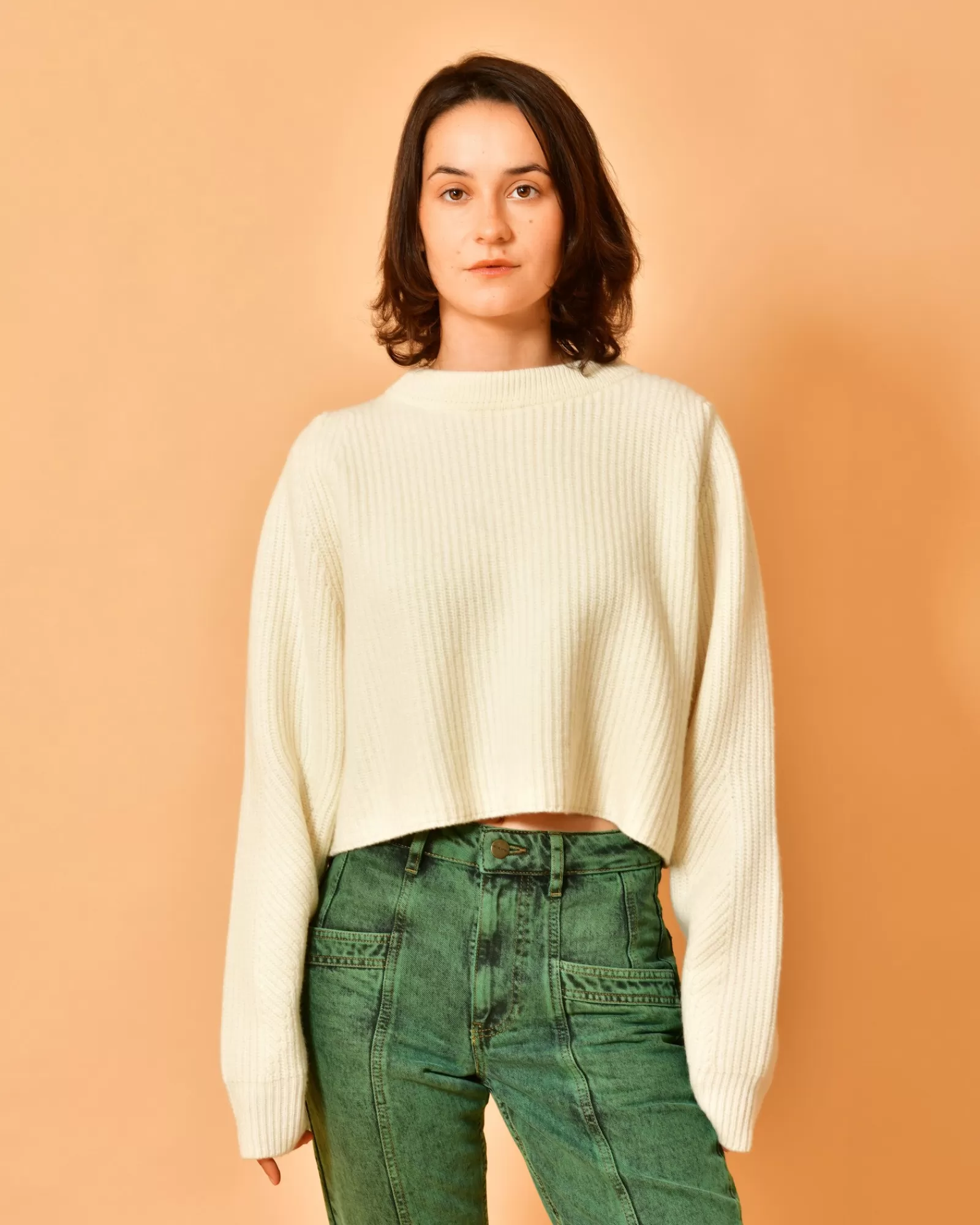 La Piscine Paris Pull en laine raccourci People Of Shibuya Beige Flash Sale