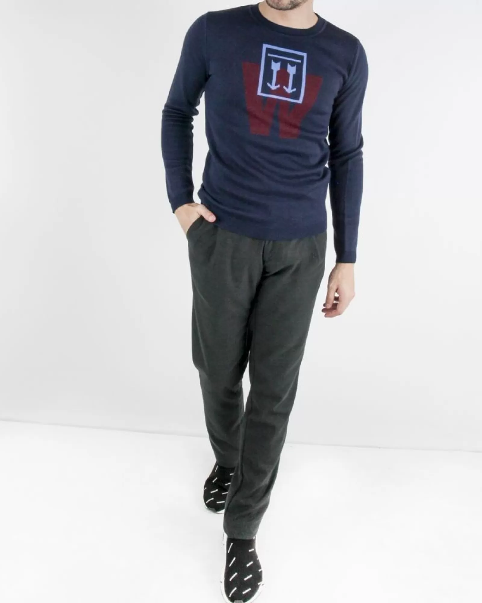 La Piscine Paris Pull en laine à motifs fantaisies Obvious Bleu Store