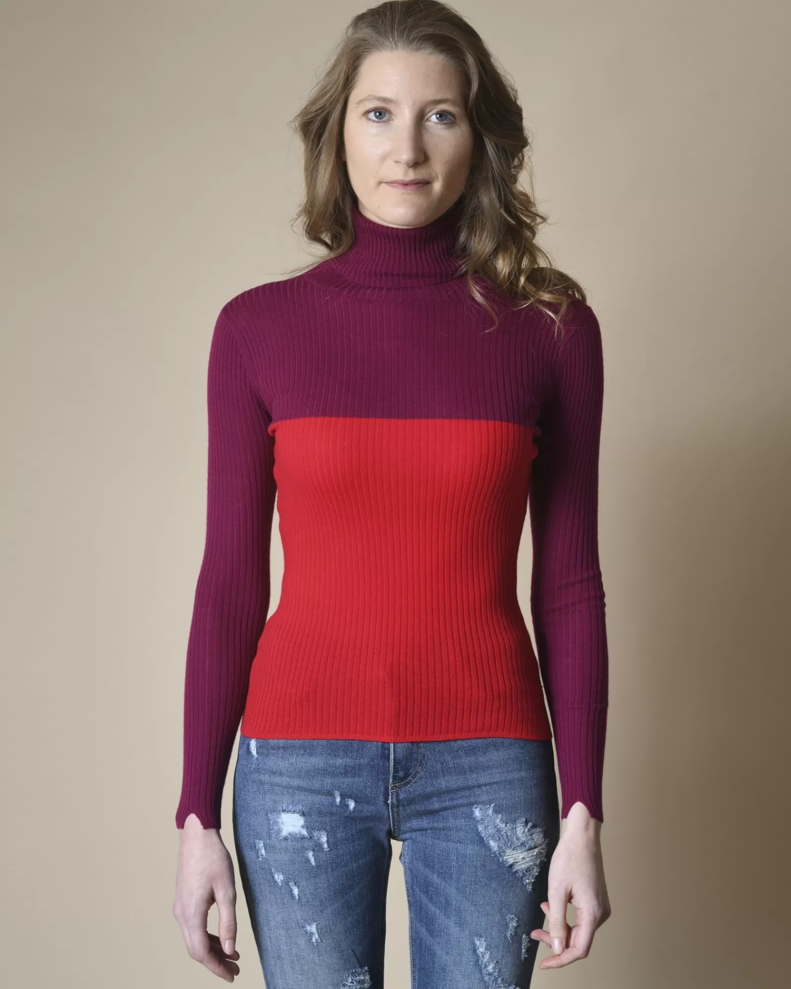La Piscine Paris Pull en laine et cachemire côtelé Stefano Mortari Rouge Shop