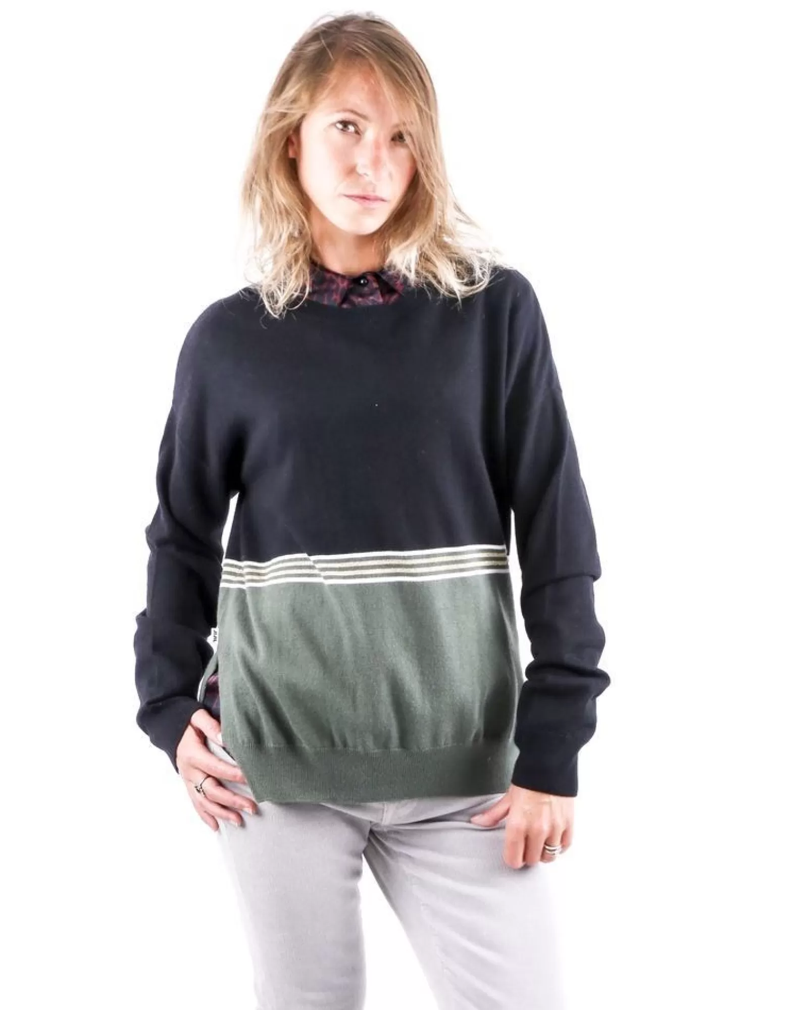 La Piscine Paris Pull en laine et cachemire tricolore Jijil Noir Flash Sale