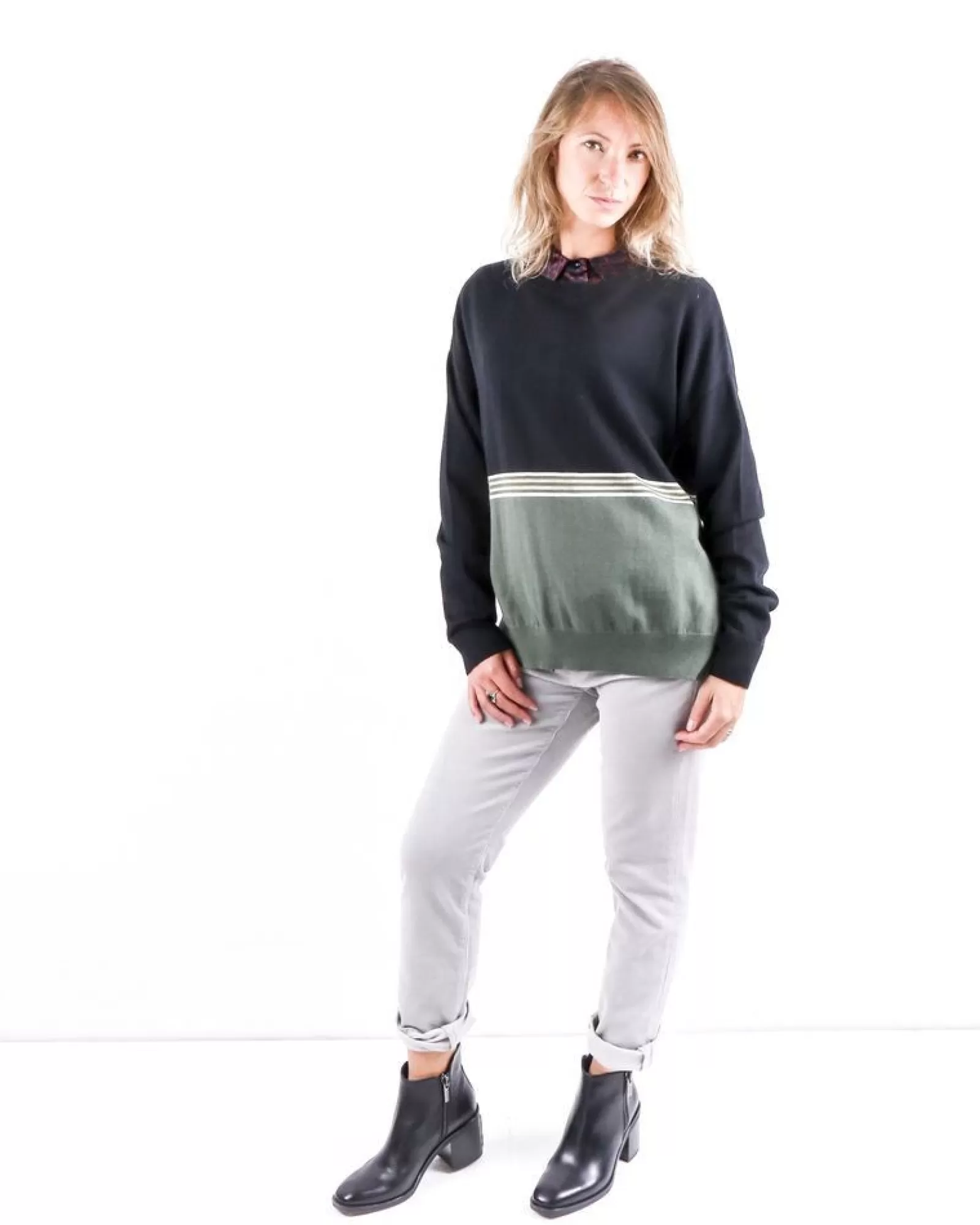 La Piscine Paris Pull en laine et cachemire tricolore Jijil Noir Flash Sale