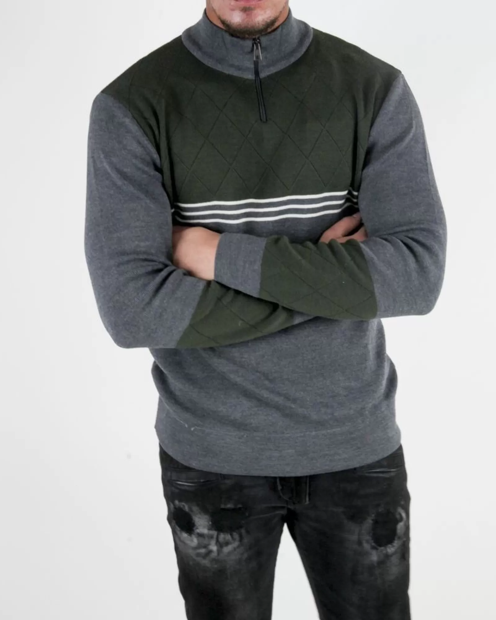 La Piscine Paris Pull en laine à col zippé Obvious Gris Shop