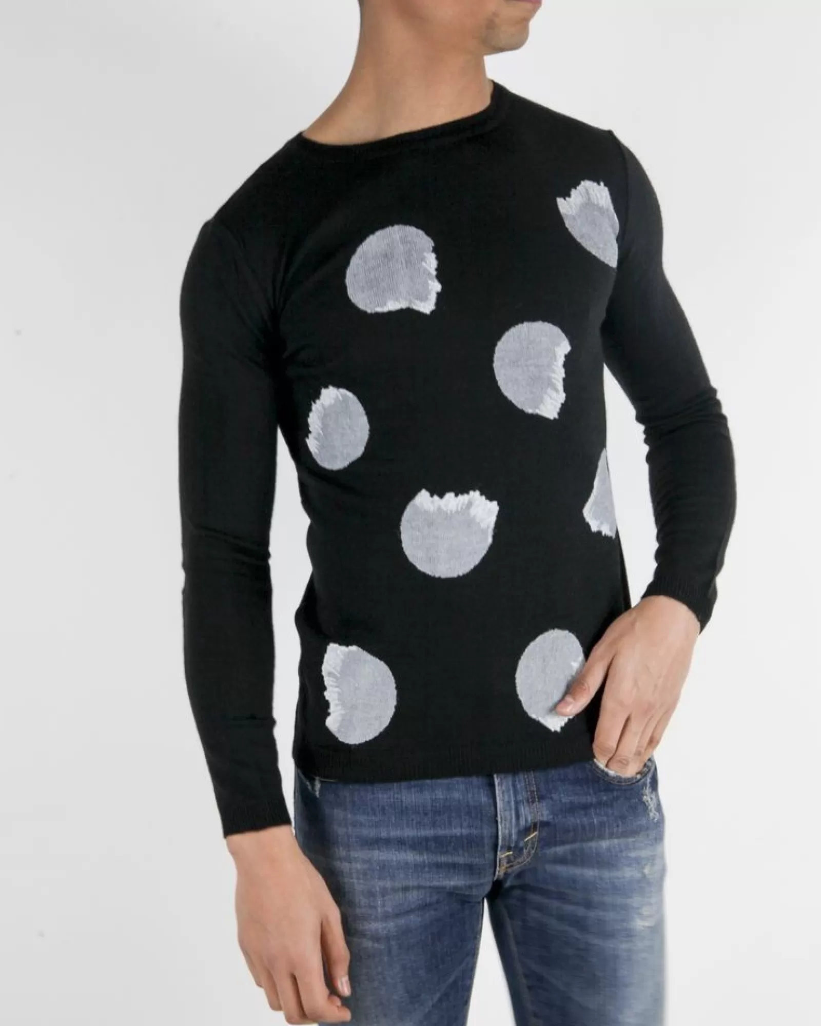 La Piscine Paris Pull en laine à motifs gris Obvious Noir New