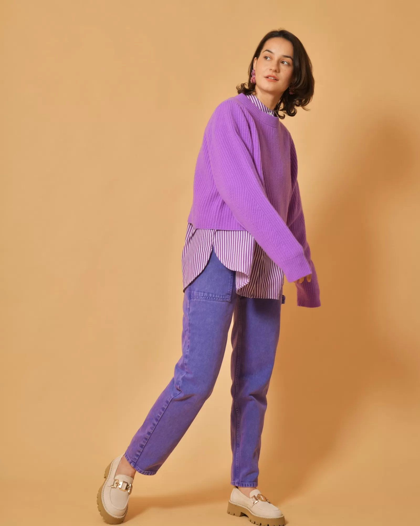 La Piscine Paris Pull en laine raccourci People Of Shibuya Violet Outlet