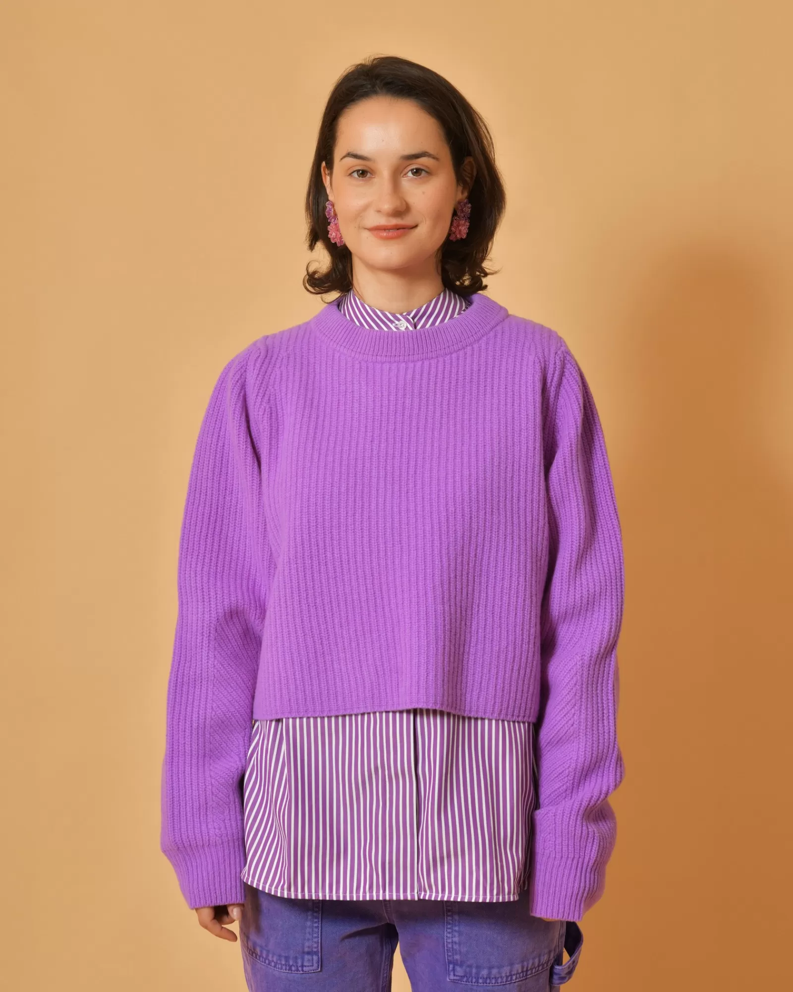 La Piscine Paris Pull en laine raccourci People Of Shibuya Violet Outlet