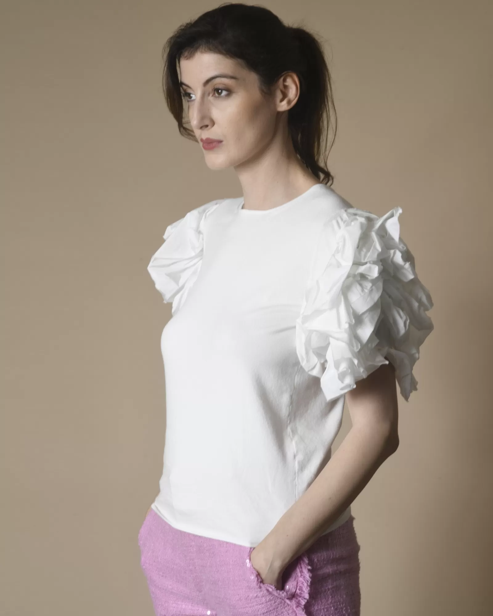 La Piscine Paris Pull en maille à manches à volants P.A.R.O.S.H Blanc Online