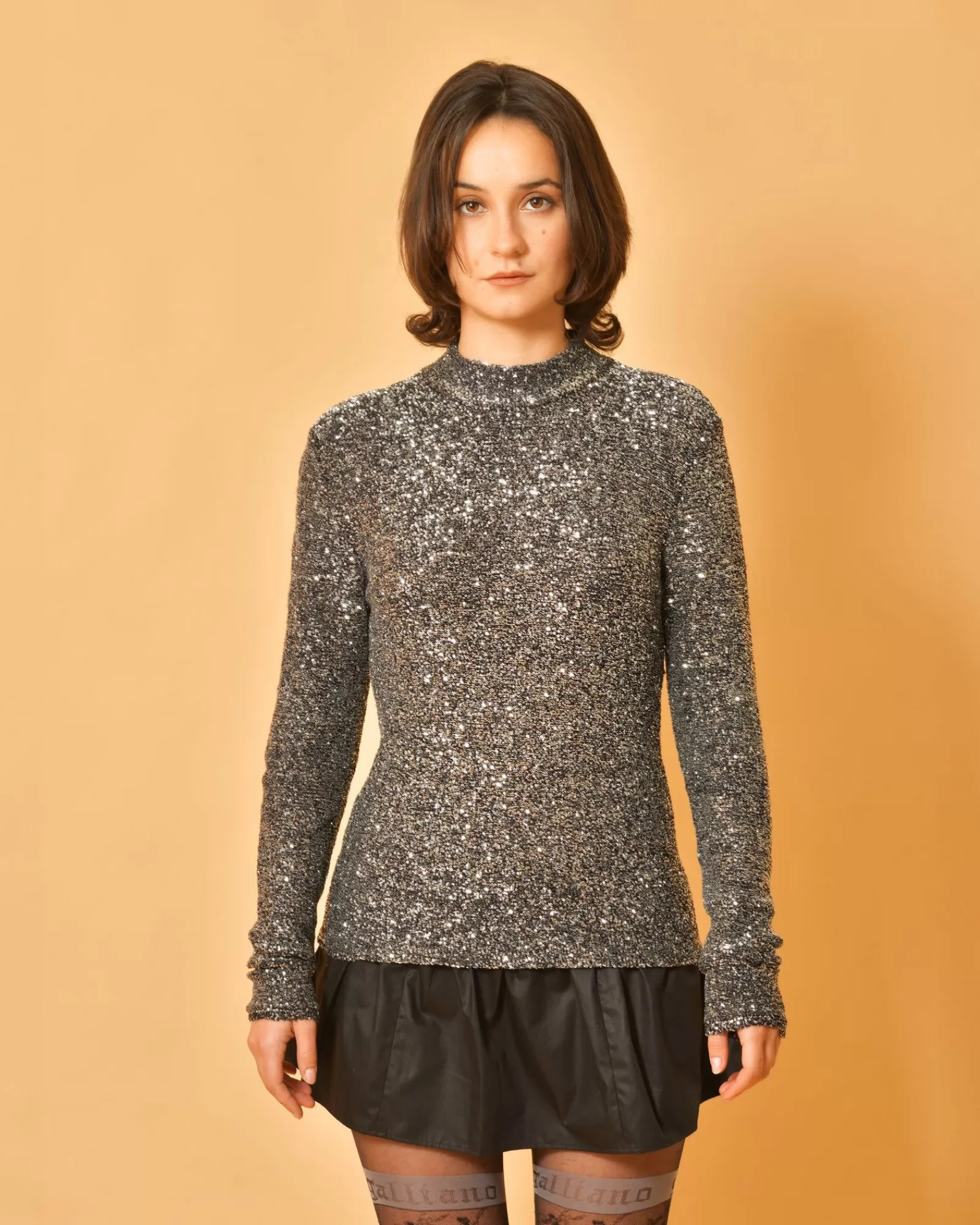 La Piscine Paris Pull en maille à paillettes argentées Fabiana Filippi Noir Best