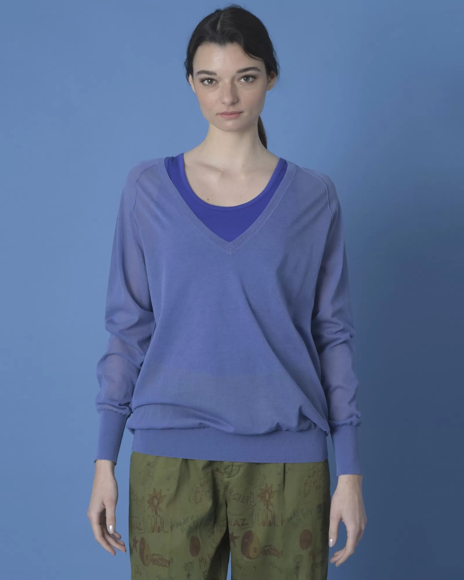 La Piscine Paris Pull en maille fine Forte Forte Bleu Store