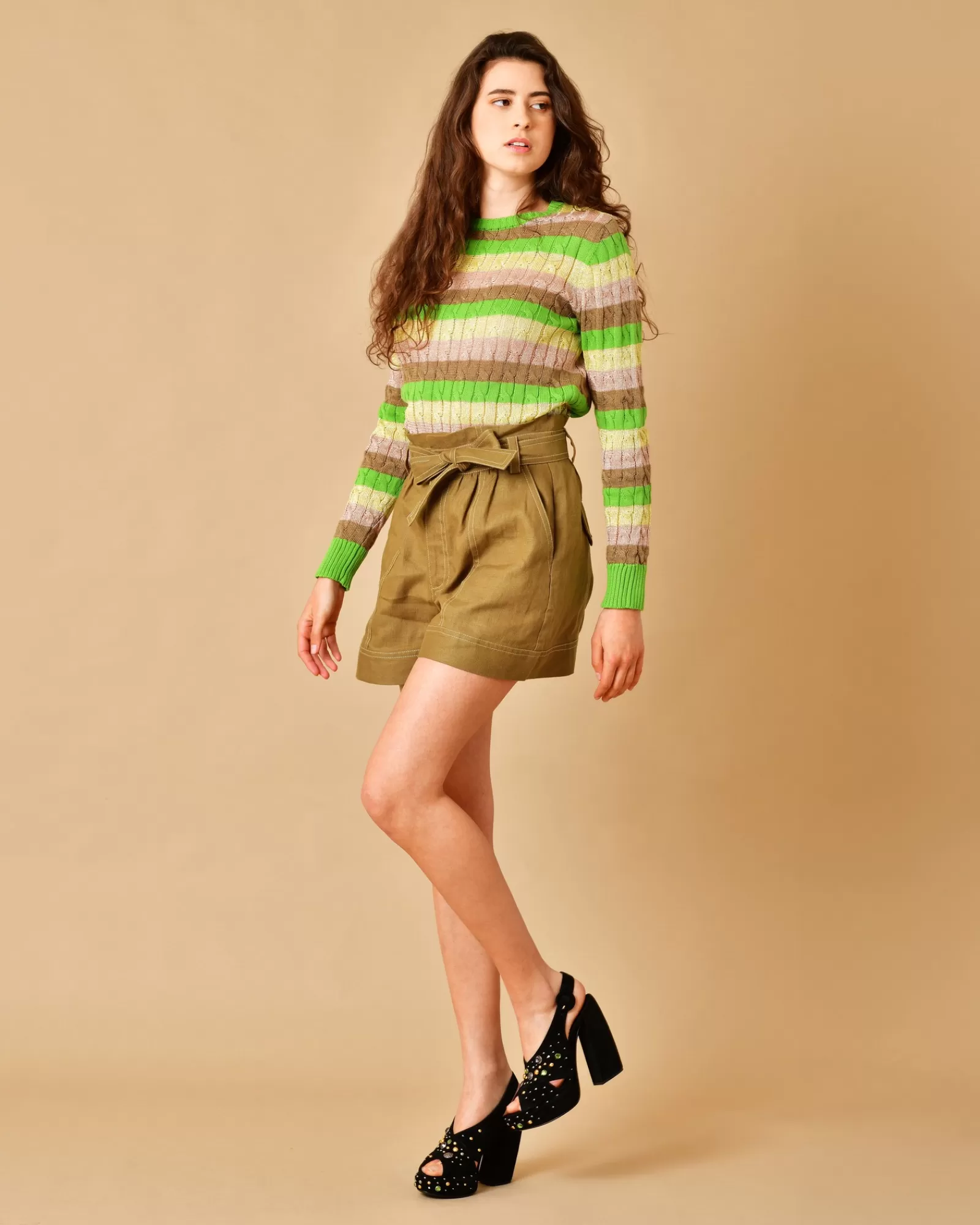 La Piscine Paris Pull en maille multicolore et fils argentés Emma White Vert Cheap