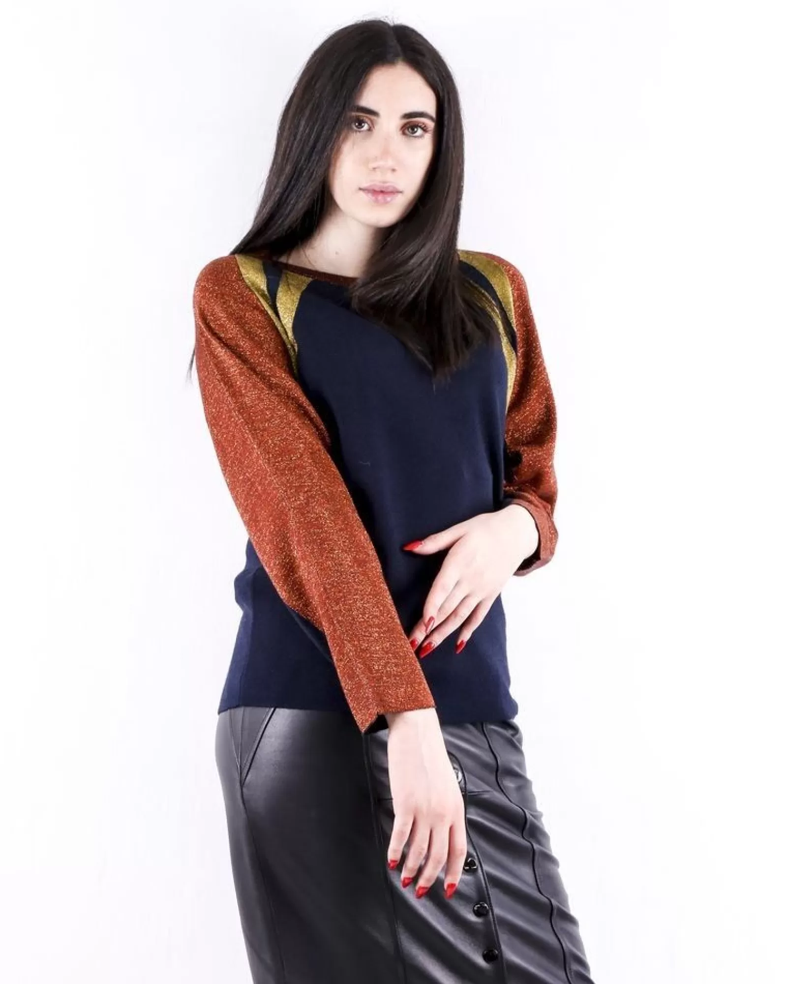 La Piscine Paris Pull en maille tricolore pailletée Nenette Bleu Best
