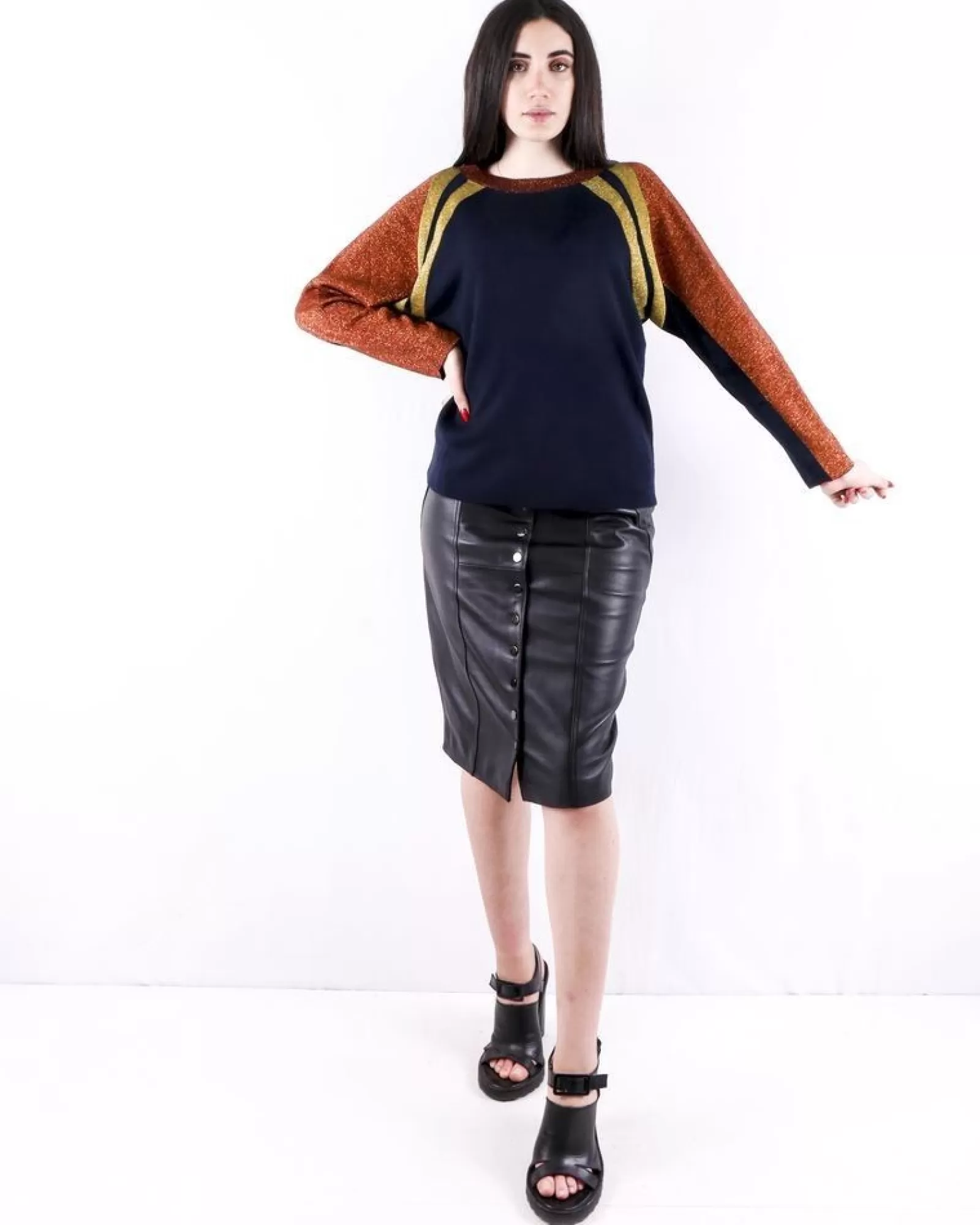 La Piscine Paris Pull en maille tricolore pailletée Nenette Bleu Best