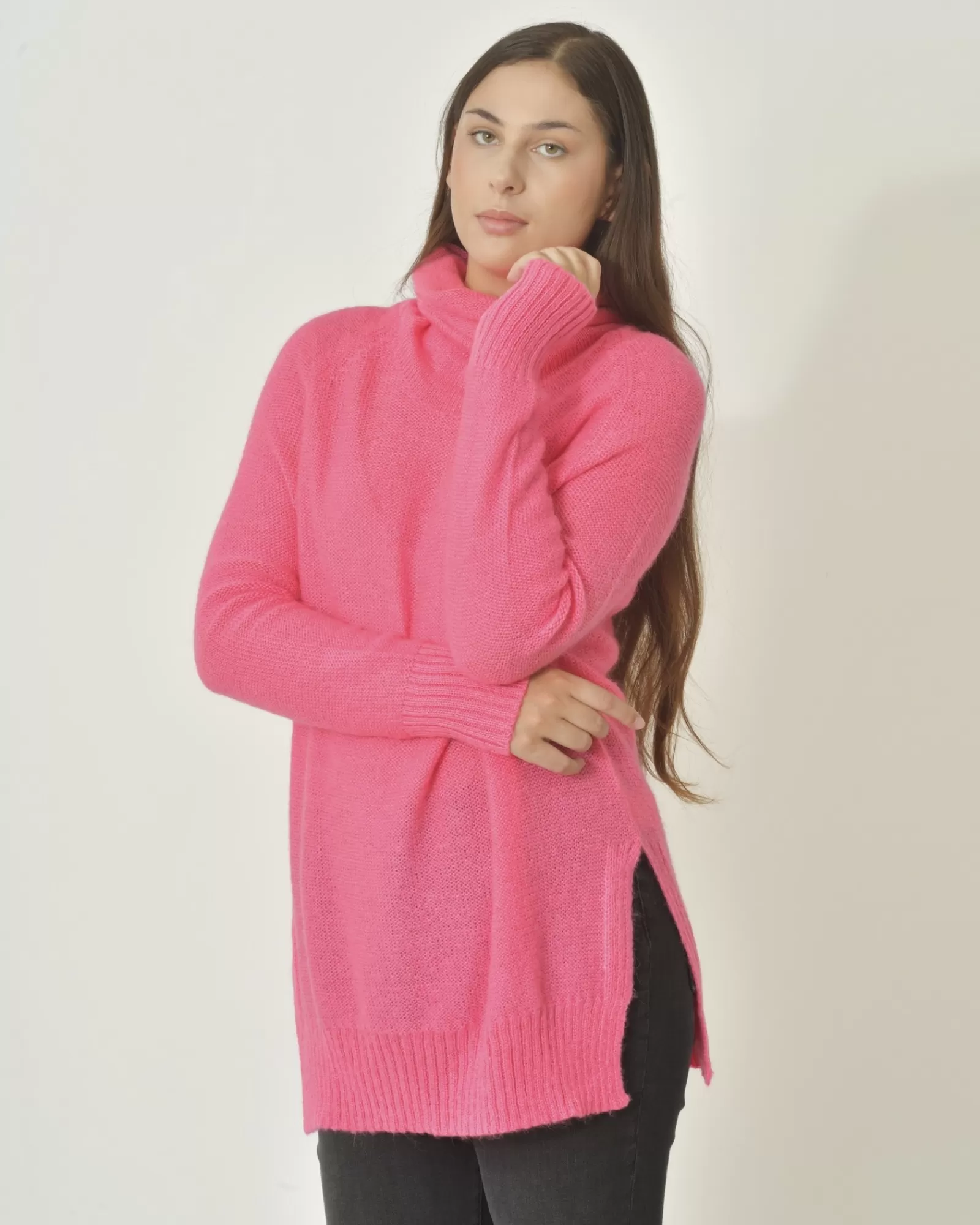 La Piscine Paris Pull en mohair mélangé à col roulé Emma White Rose Sale