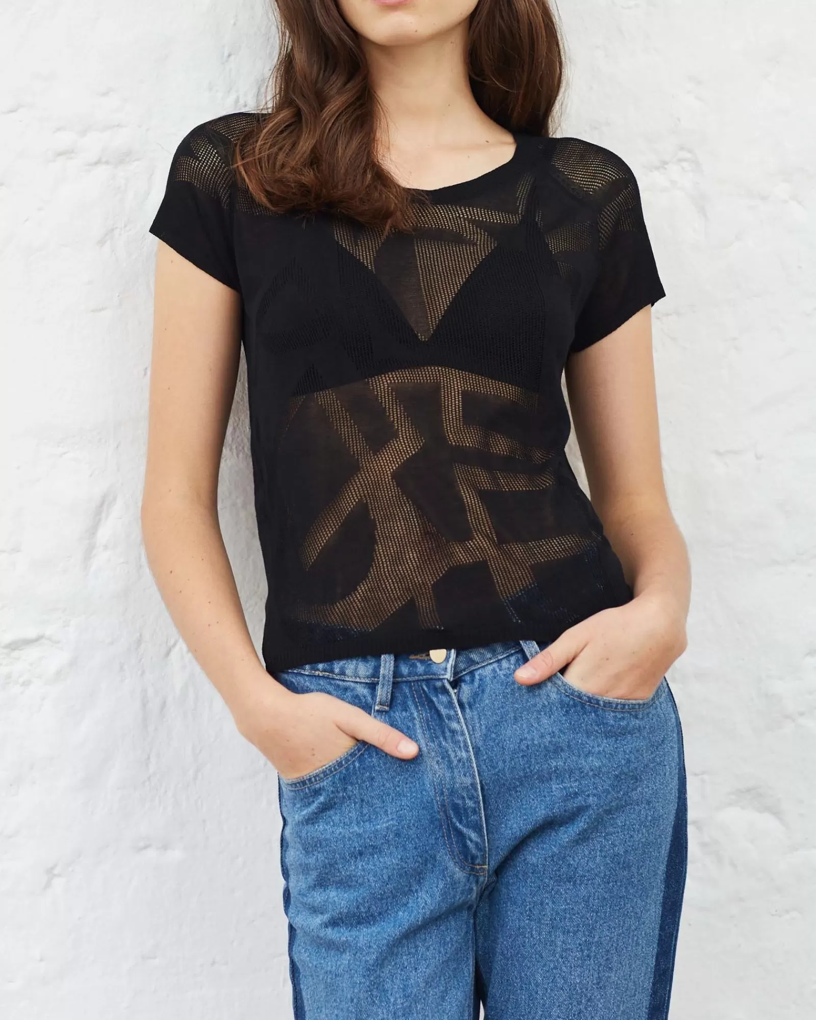 La Piscine Paris Pull en viscose à imprimé ajouré Chacok Noir Cheap